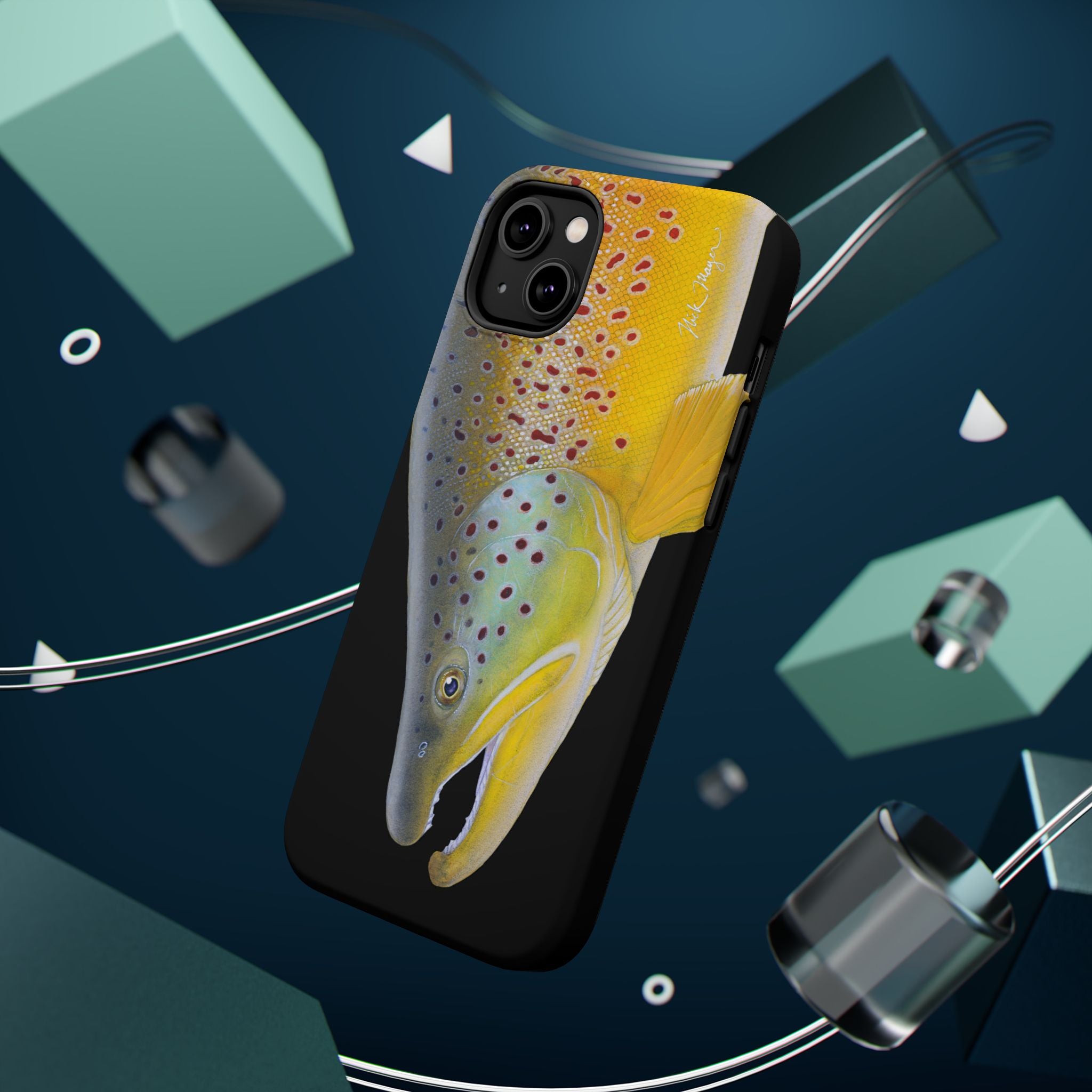 Brown Trout 3 Face Black MagSafe iPhone Case