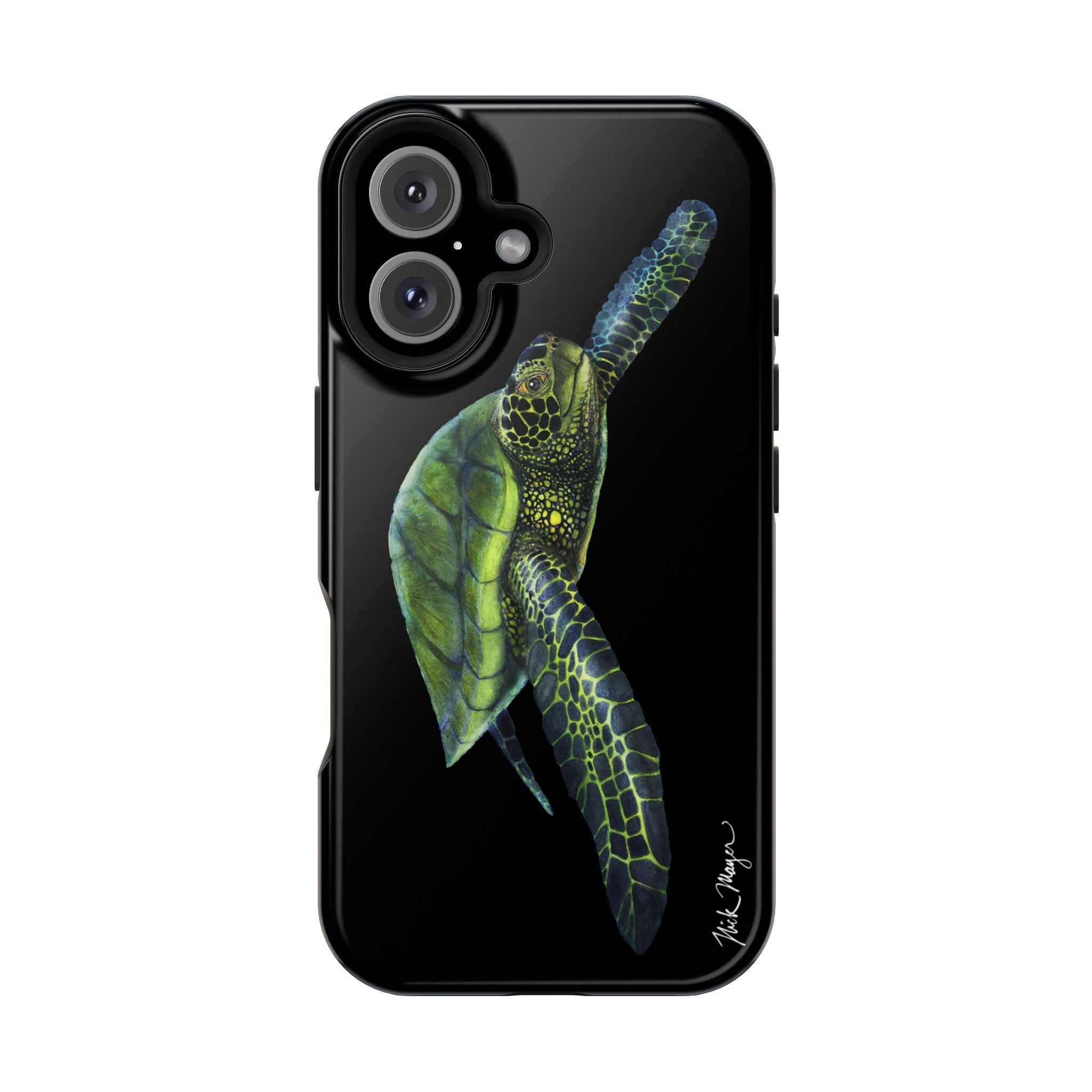 Green Sea Turtle MagSafe Black iPhone Case