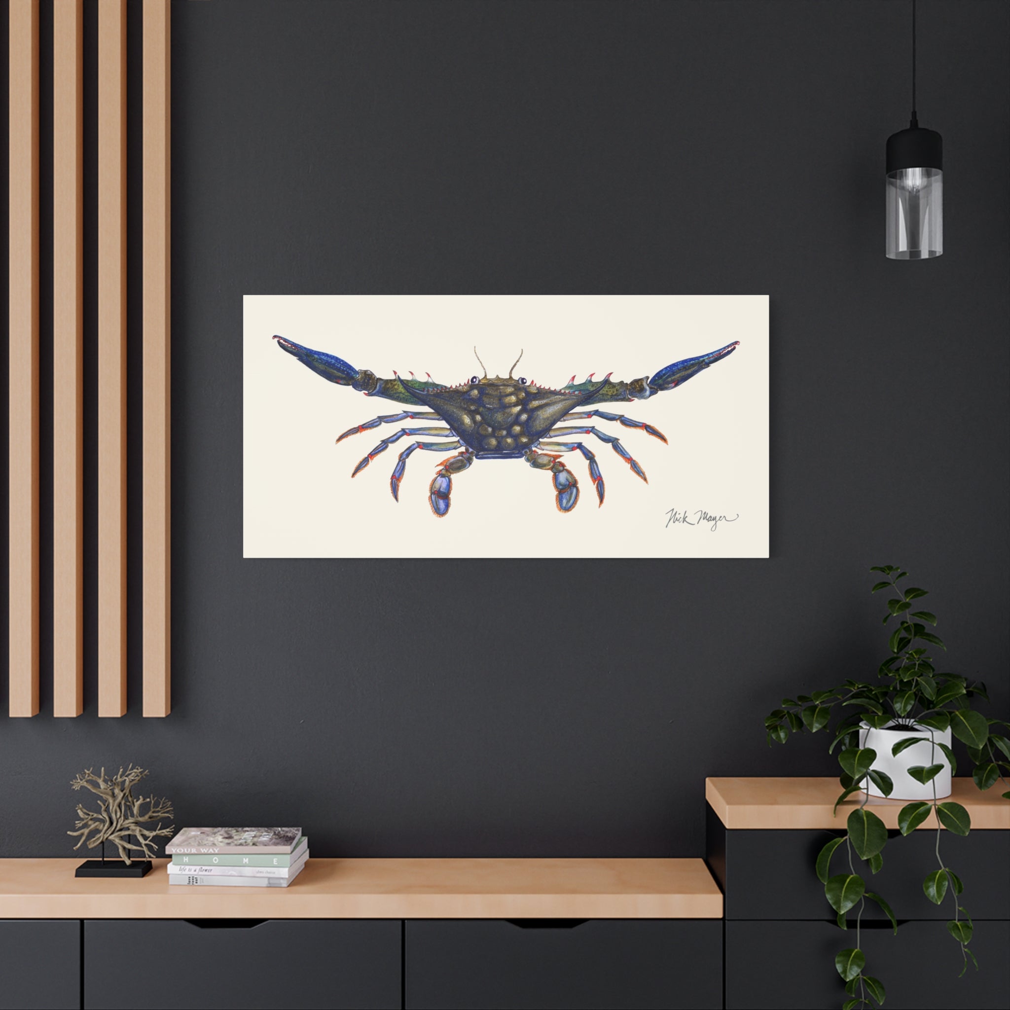 Blue Crab Claws Out Canvas Print