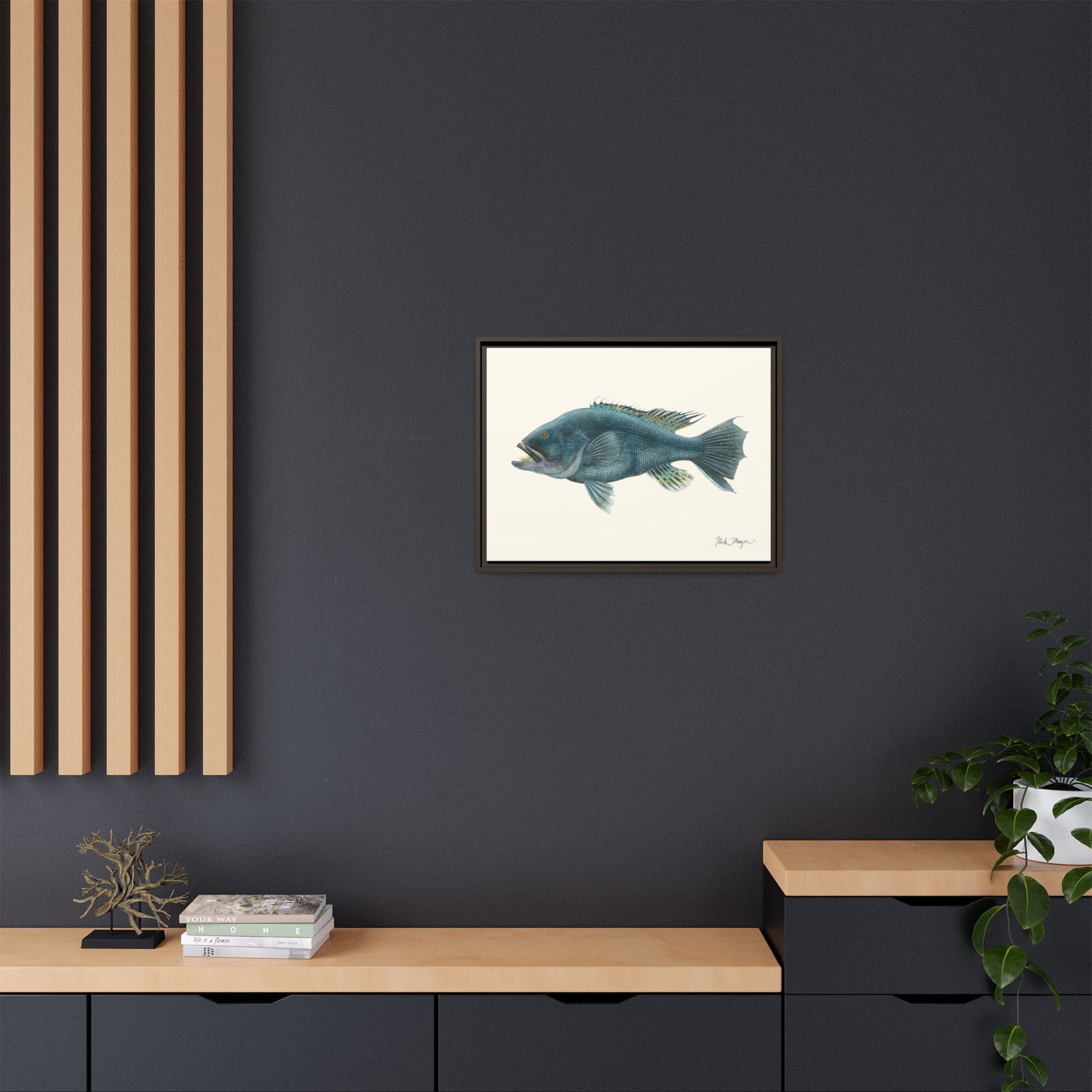 Black Sea Bass Framed Canvas Print Printify