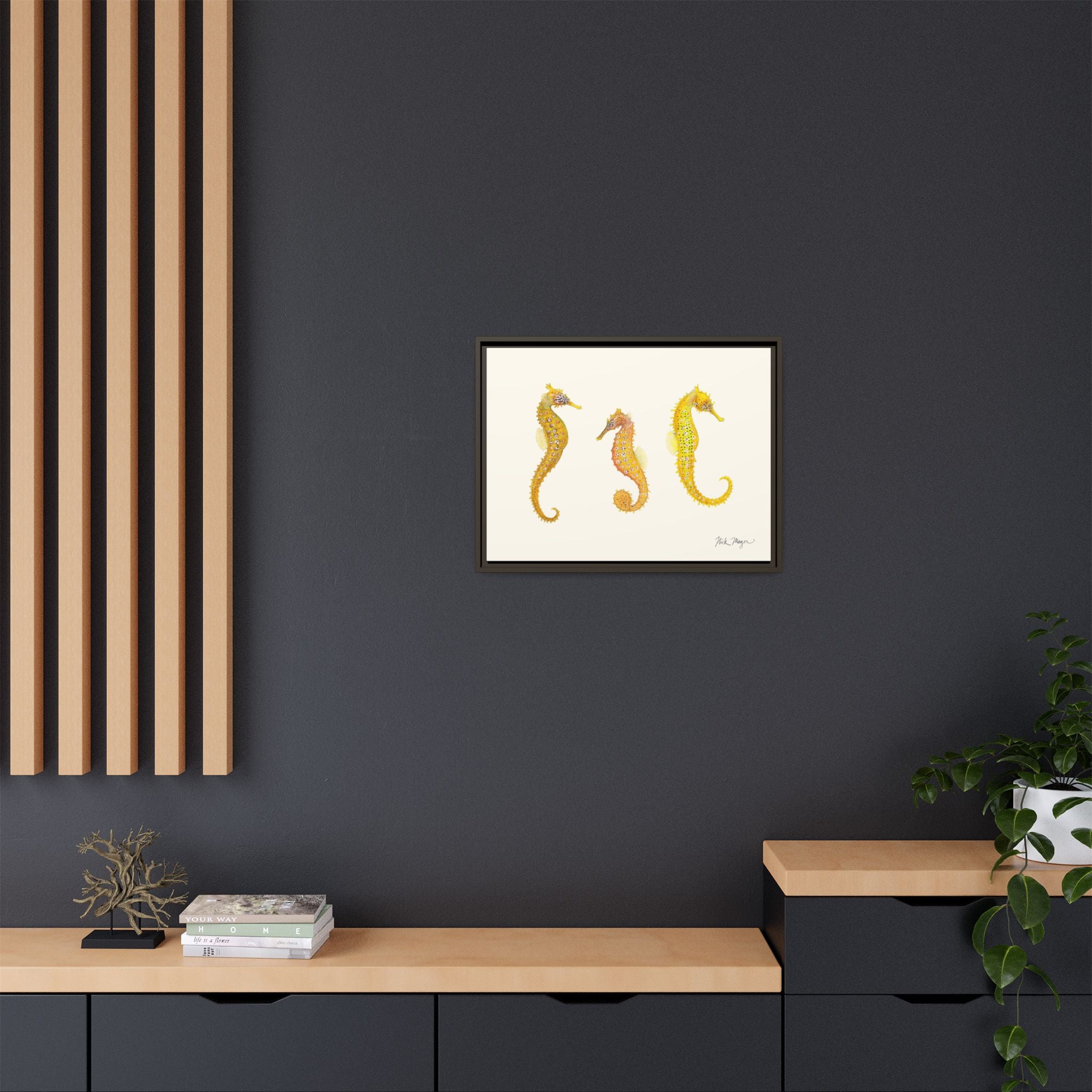Giant Seahorse Trio Framed Canvas Print Printify