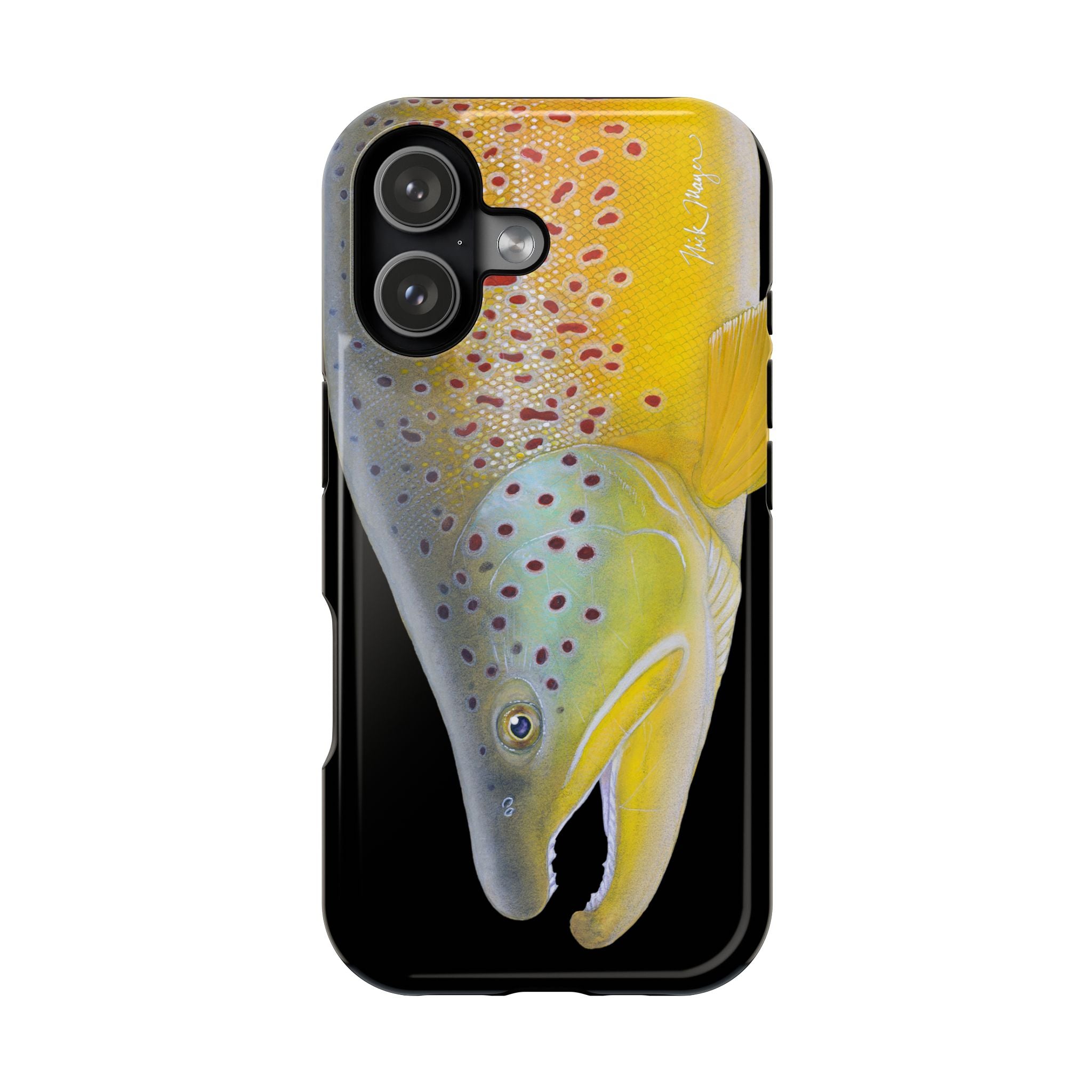 Brown Trout 3 Face Black MagSafe iPhone Case