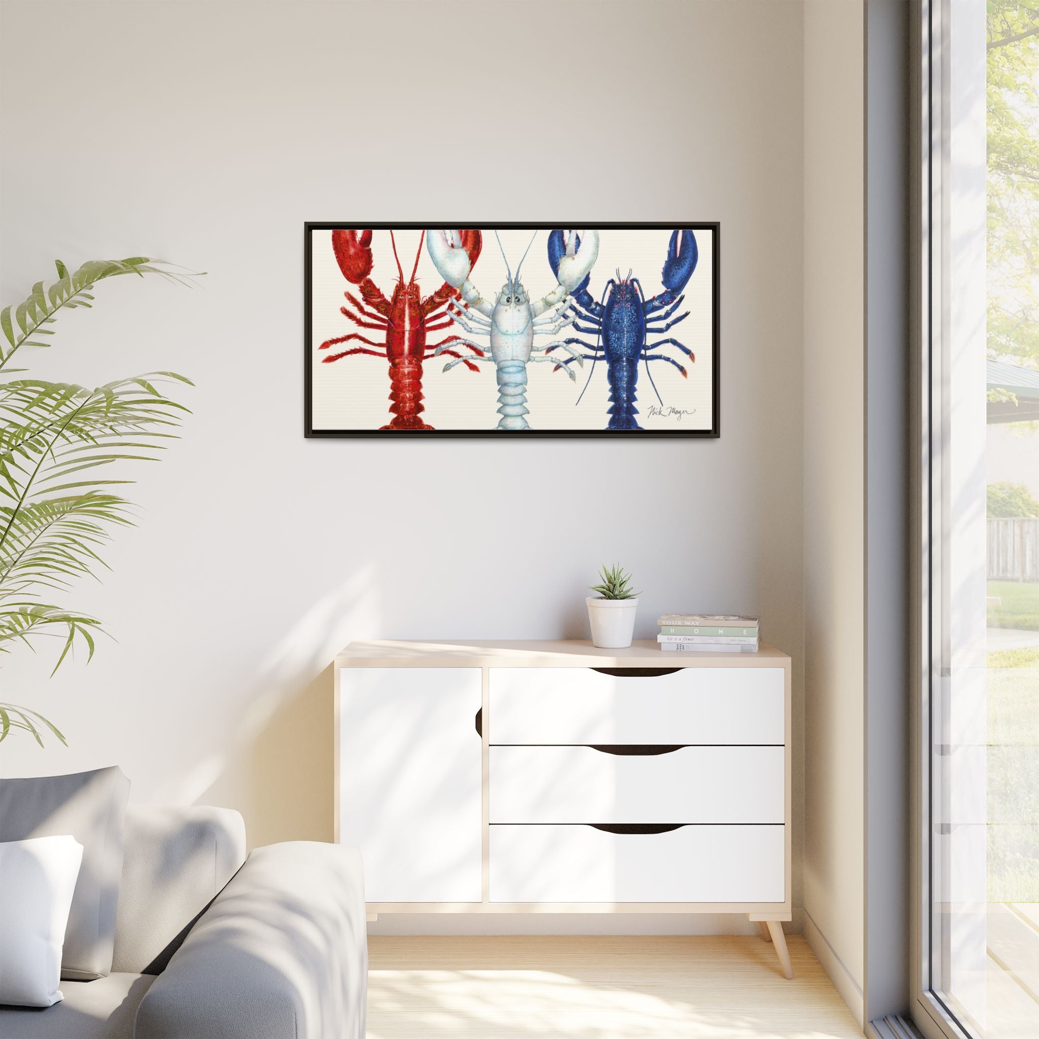 American Lobsters Trio Framed Canvas Print Printify