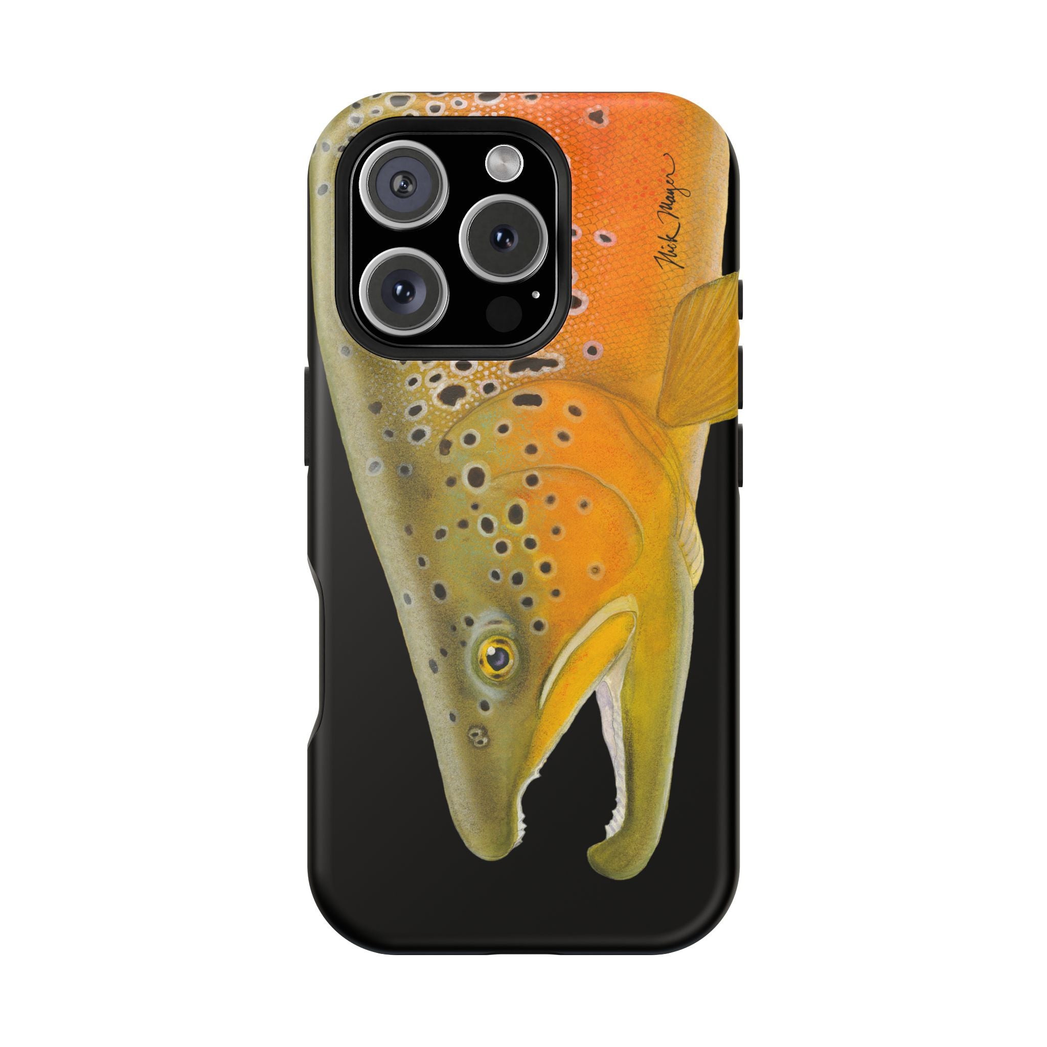 Brown Trout 2 Black MagSafe iPhone Case