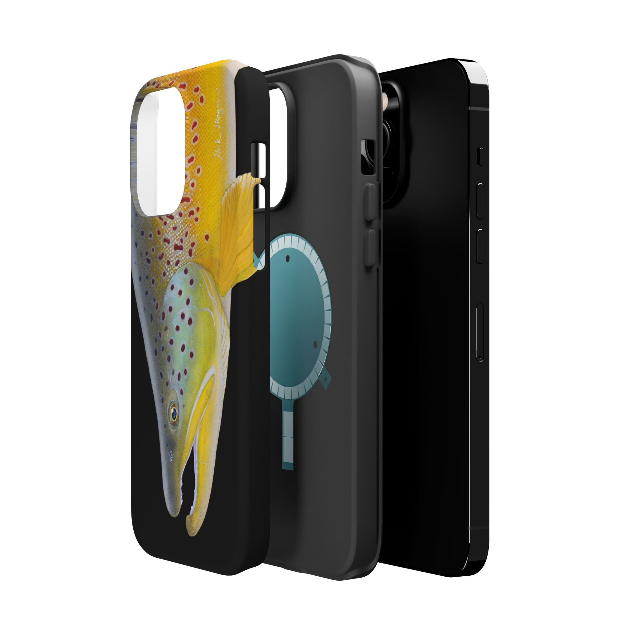 Brown Trout 3 Face Black MagSafe iPhone Case