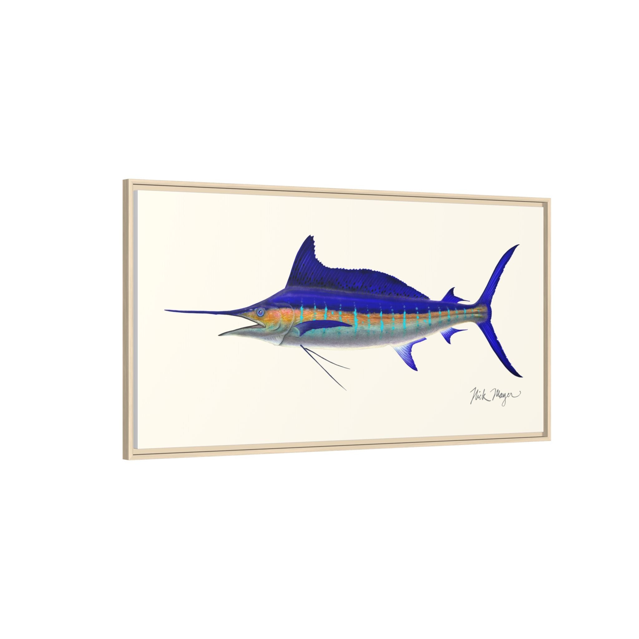 Striped Marlin Framed Canvas Print Printify