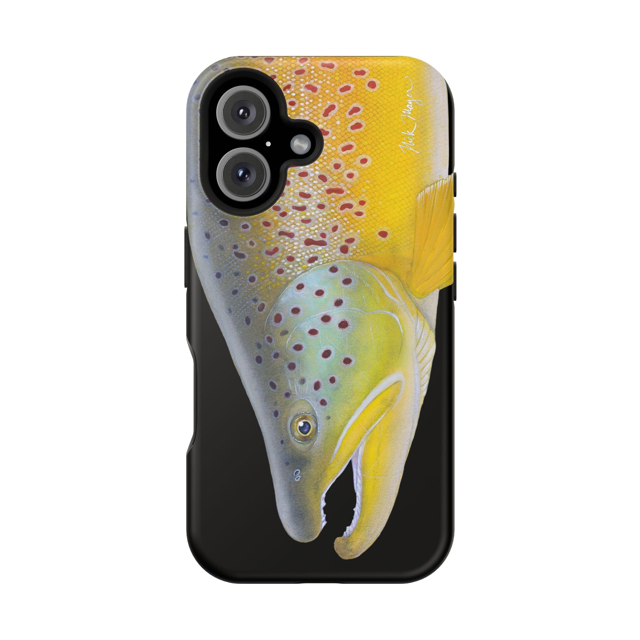 Brown Trout 3 Face Black MagSafe iPhone Case