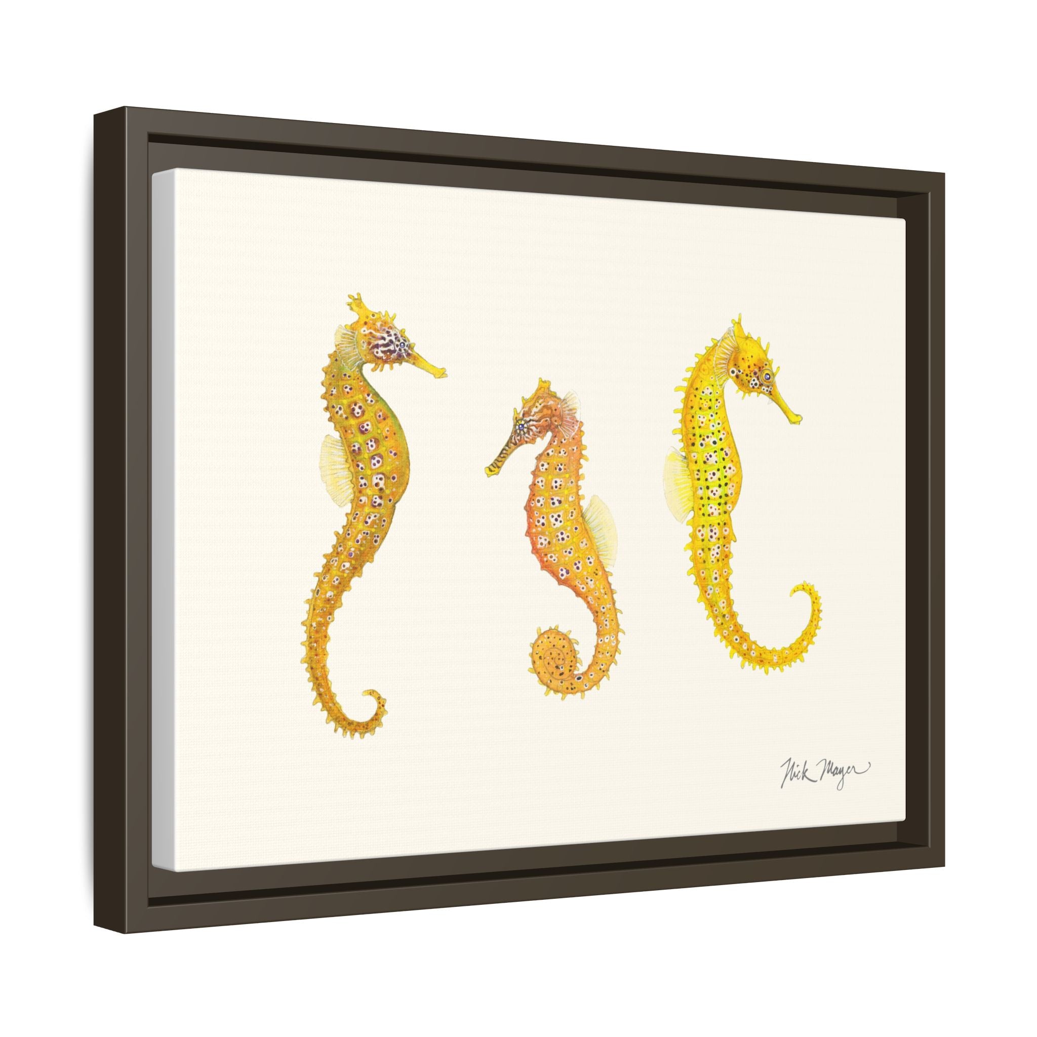Giant Seahorse Trio Framed Canvas Print Printify