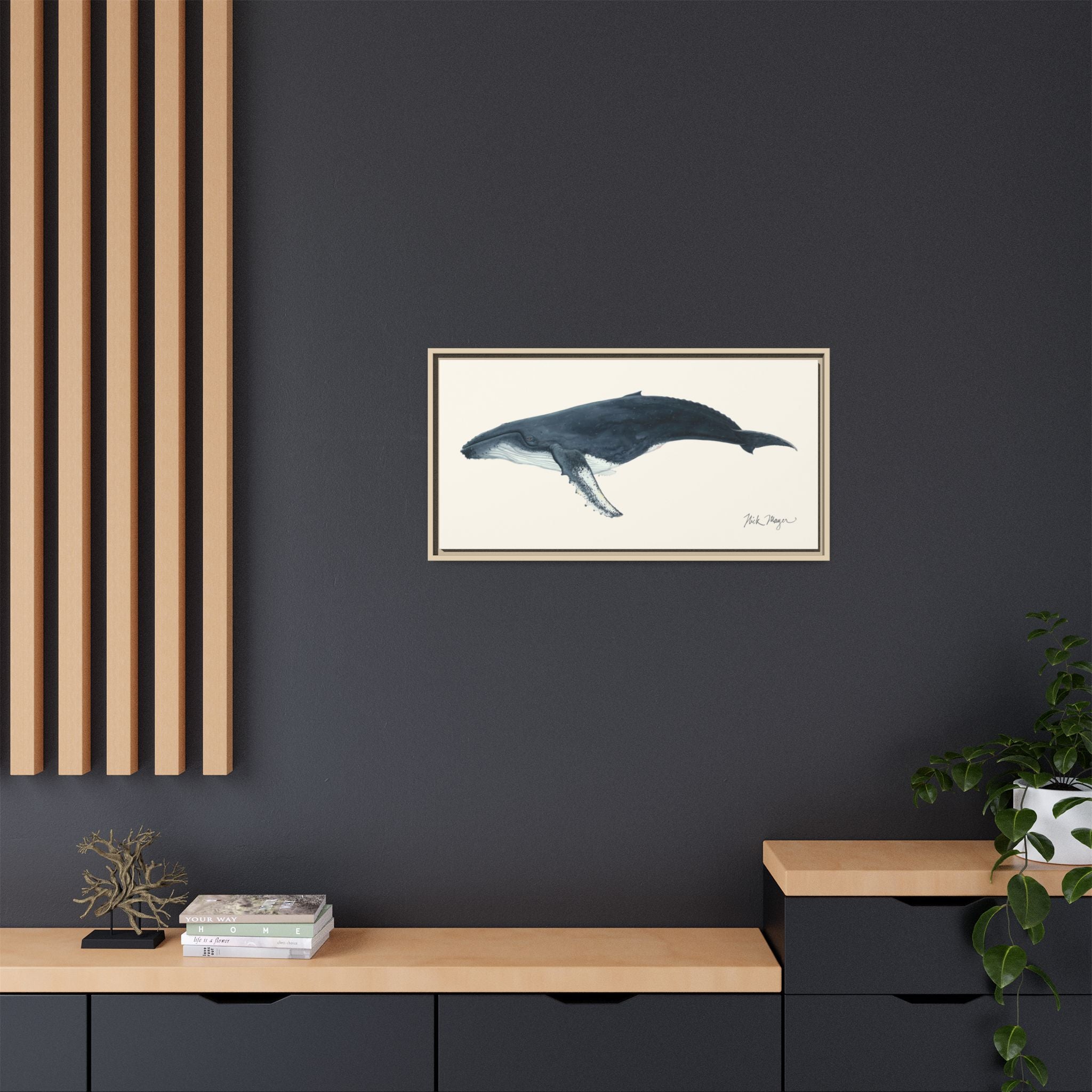 Humpback Whale Framed Canvas Print Printify