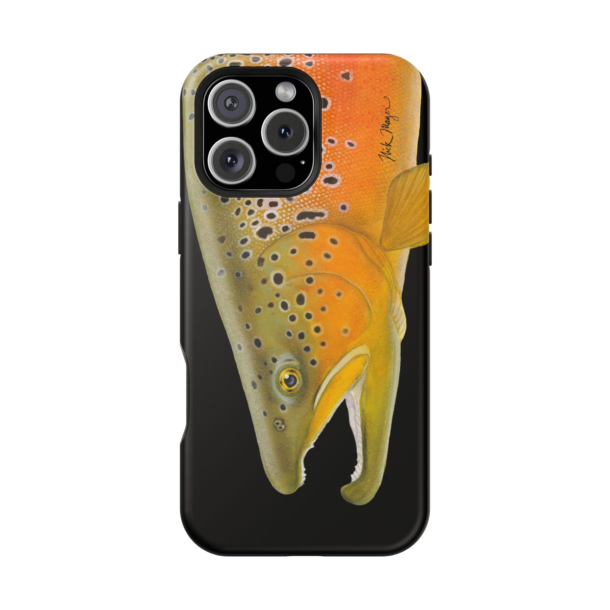 Brown Trout 2 Black MagSafe iPhone Case