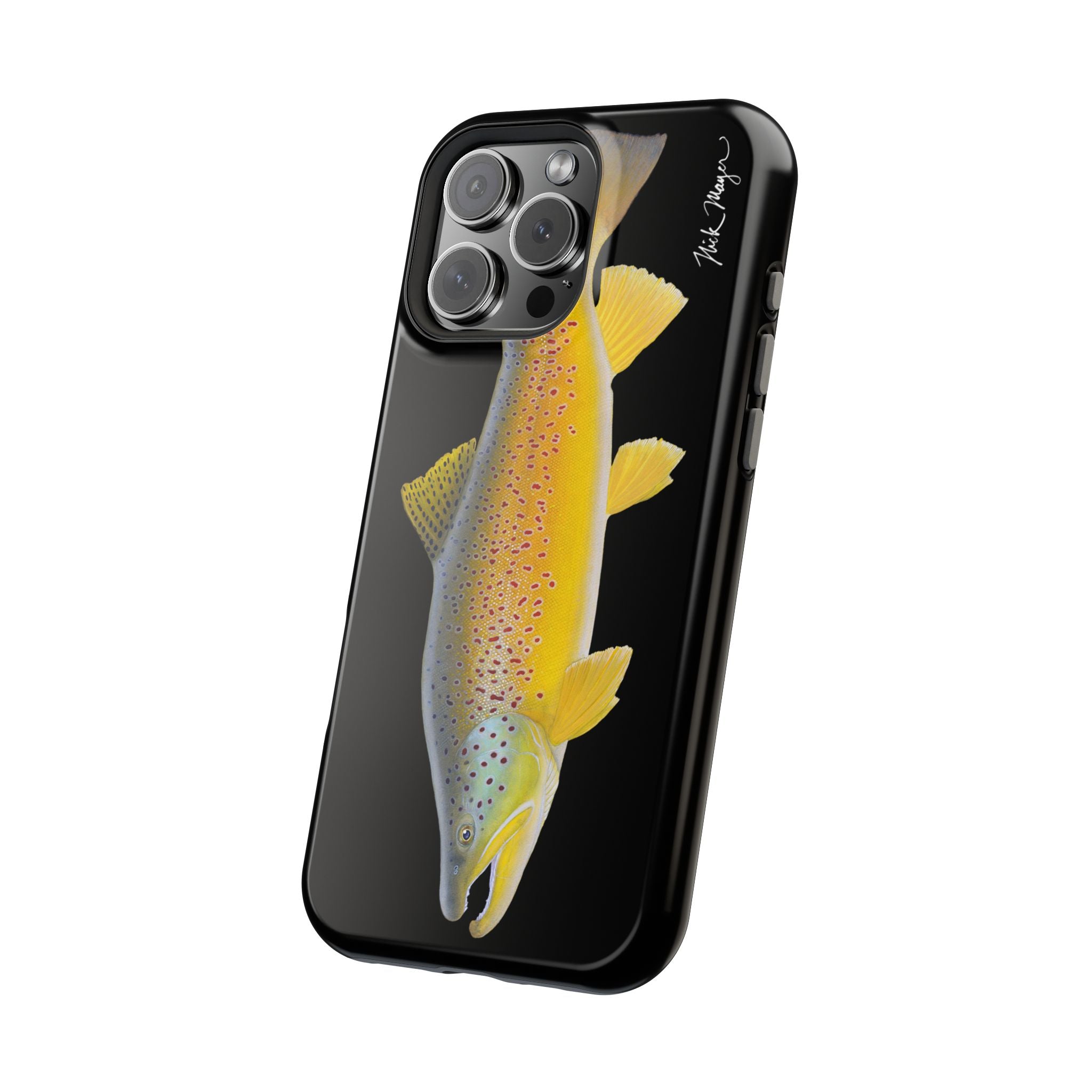Brown Trout 3 Black MagSafe iPhone Case