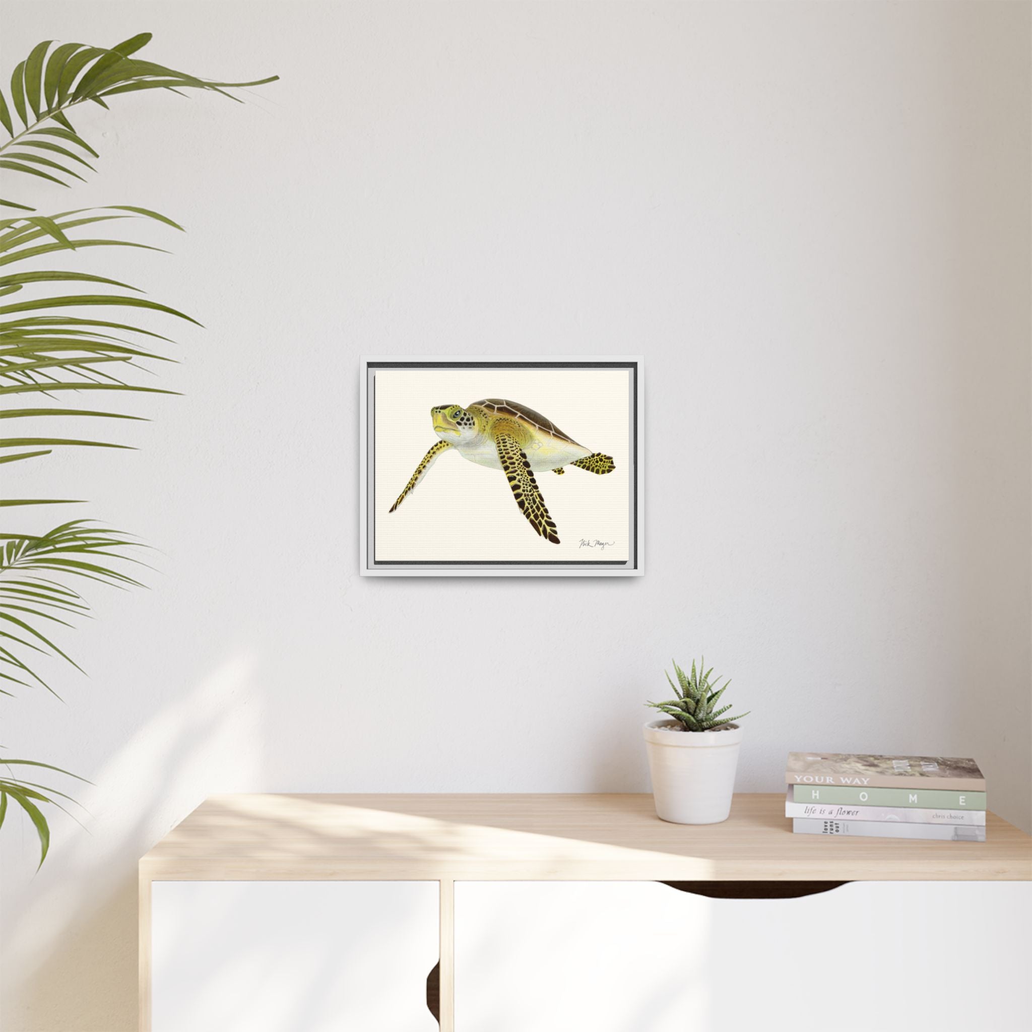 Green Sea Turtle III Framed Canvas Print Printify