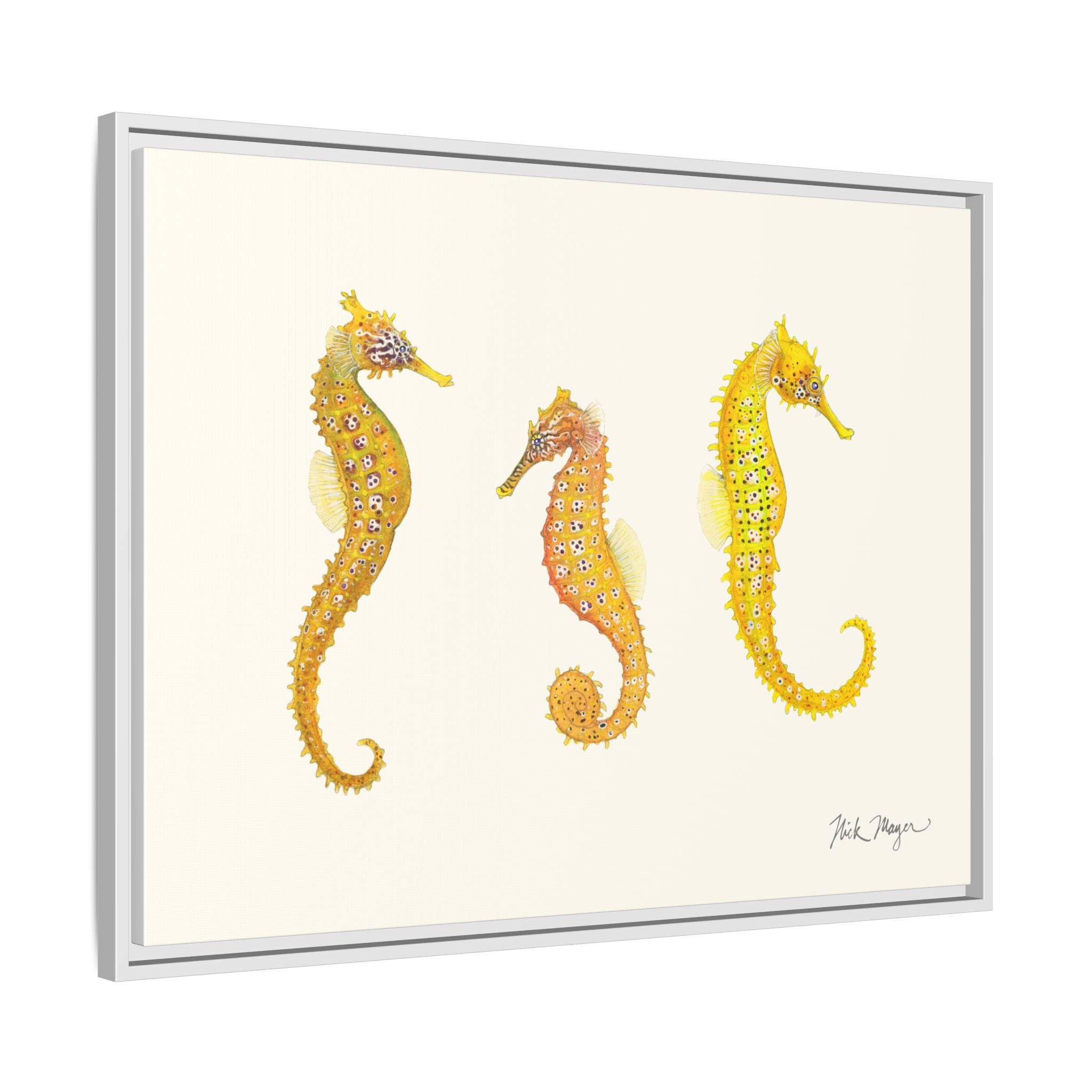 Giant Seahorse Trio Framed Canvas Print Printify
