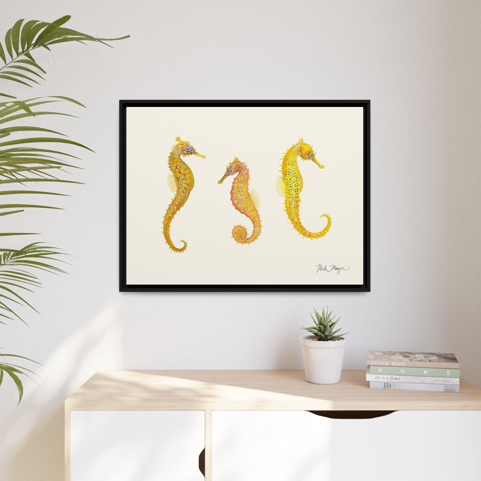 Giant Seahorse Trio Framed Canvas Print Printify
