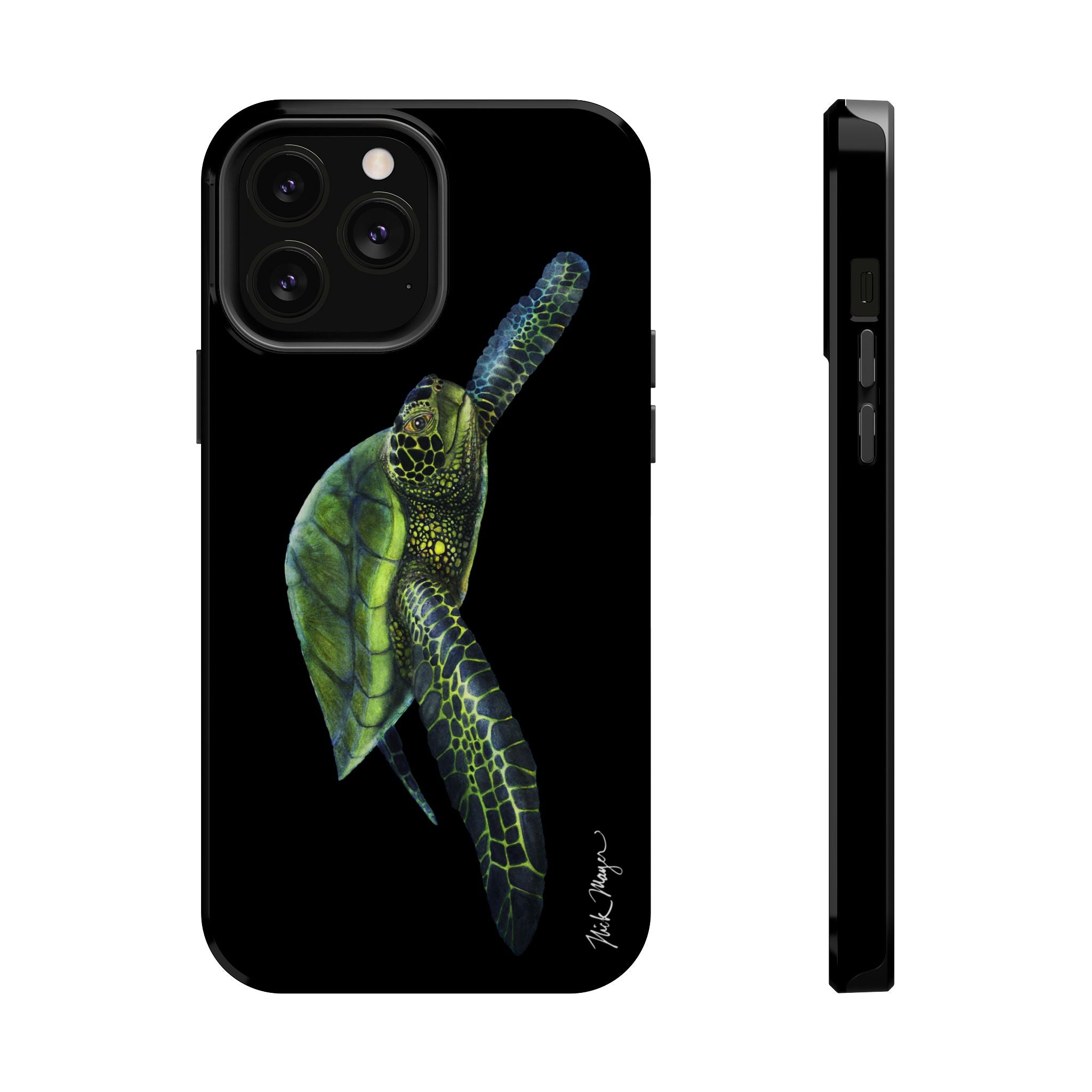Green Sea Turtle MagSafe Black iPhone Case