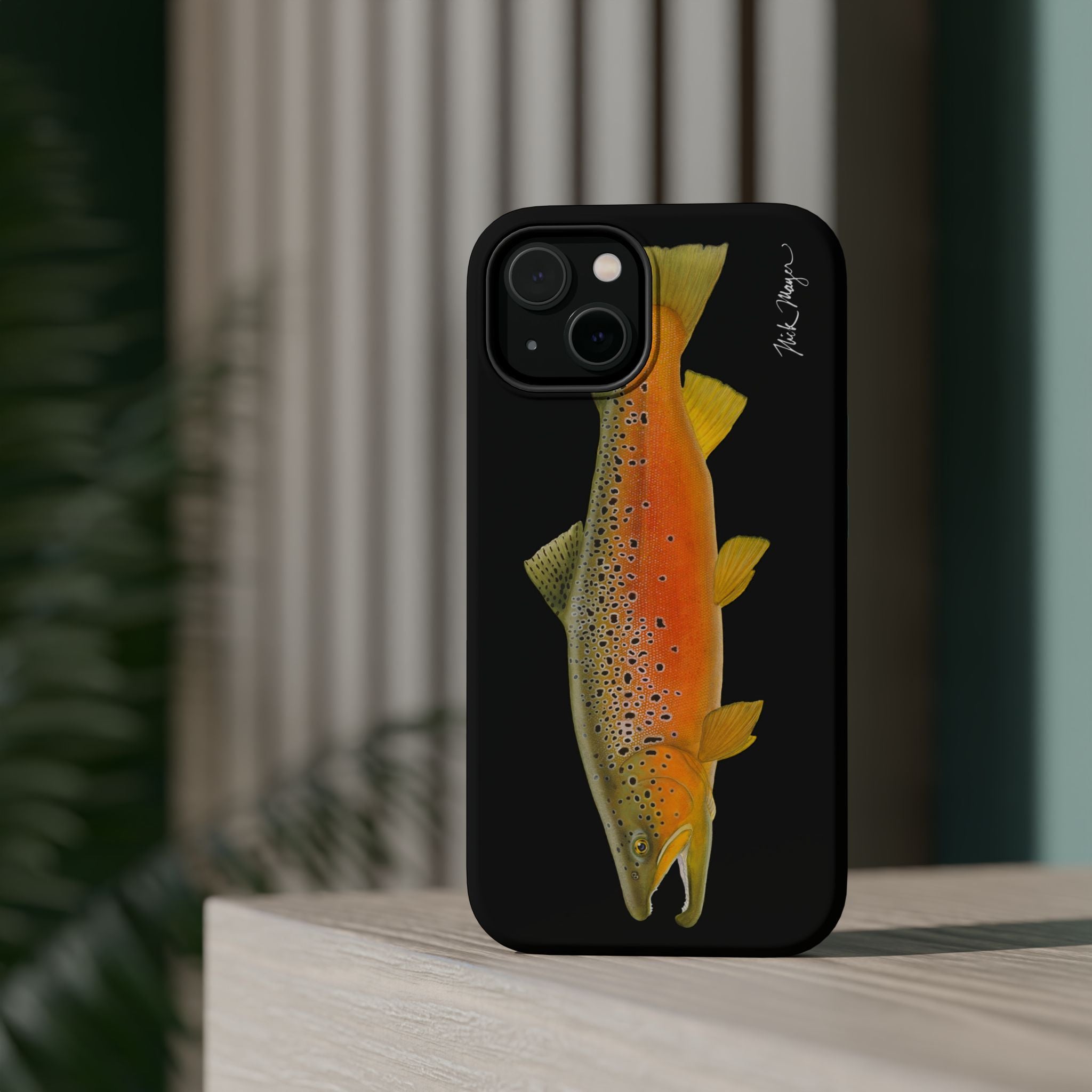 Brown Trout 2 Black MagSafe iPhone Case, NEW for Holiday 2025!