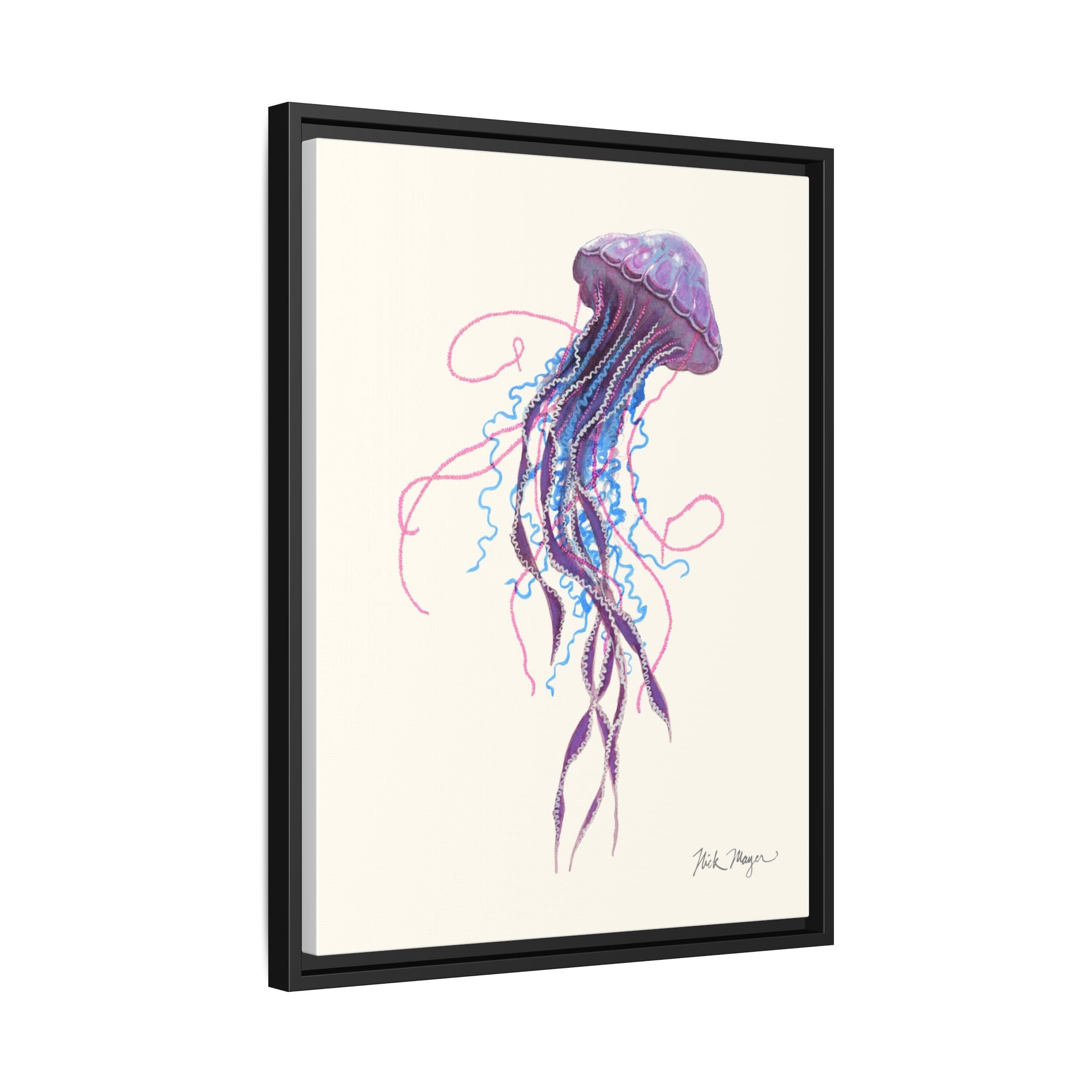 Purple Jellyfish II Framed Canvas Print Printify