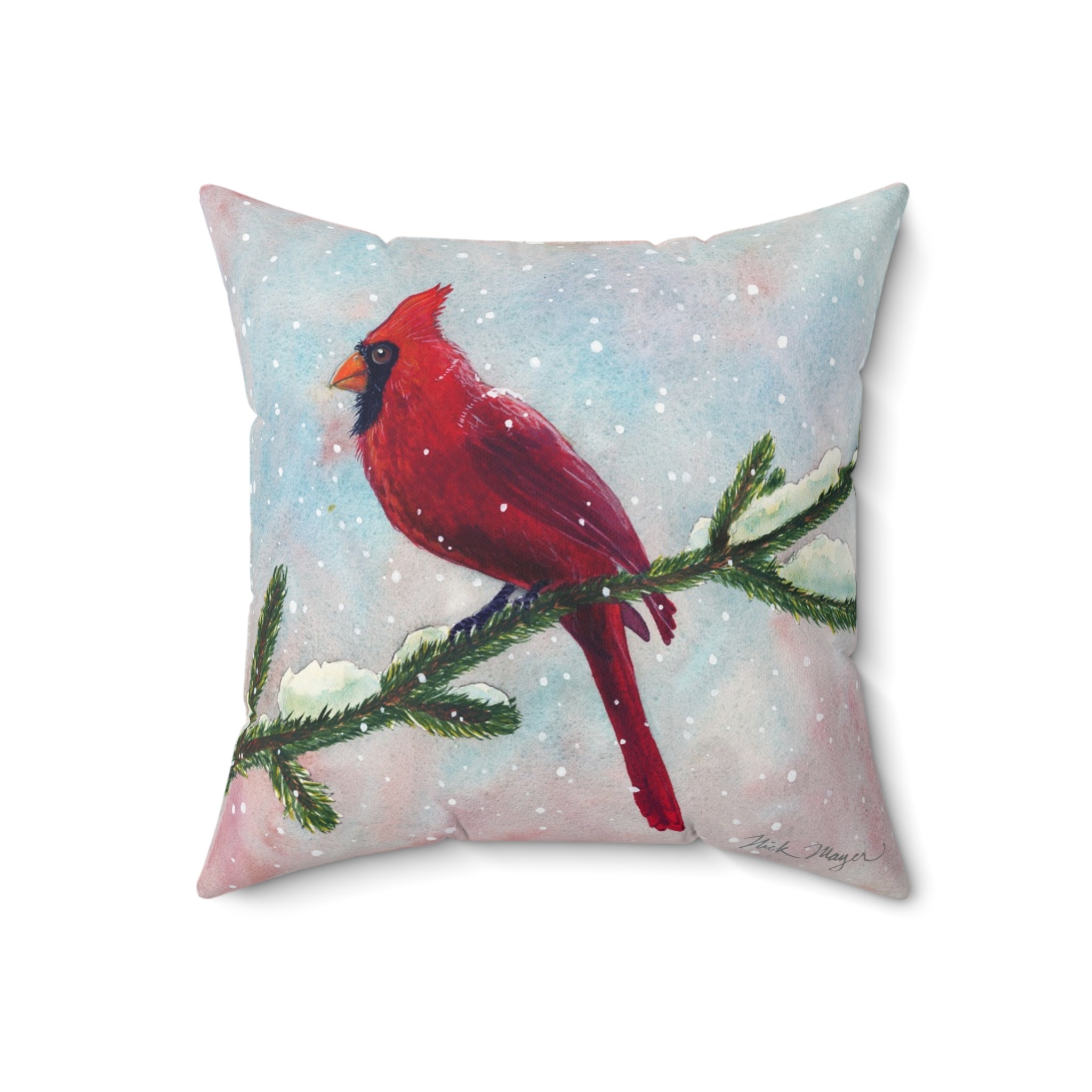 Snowy Cardinal II Throw Pillow