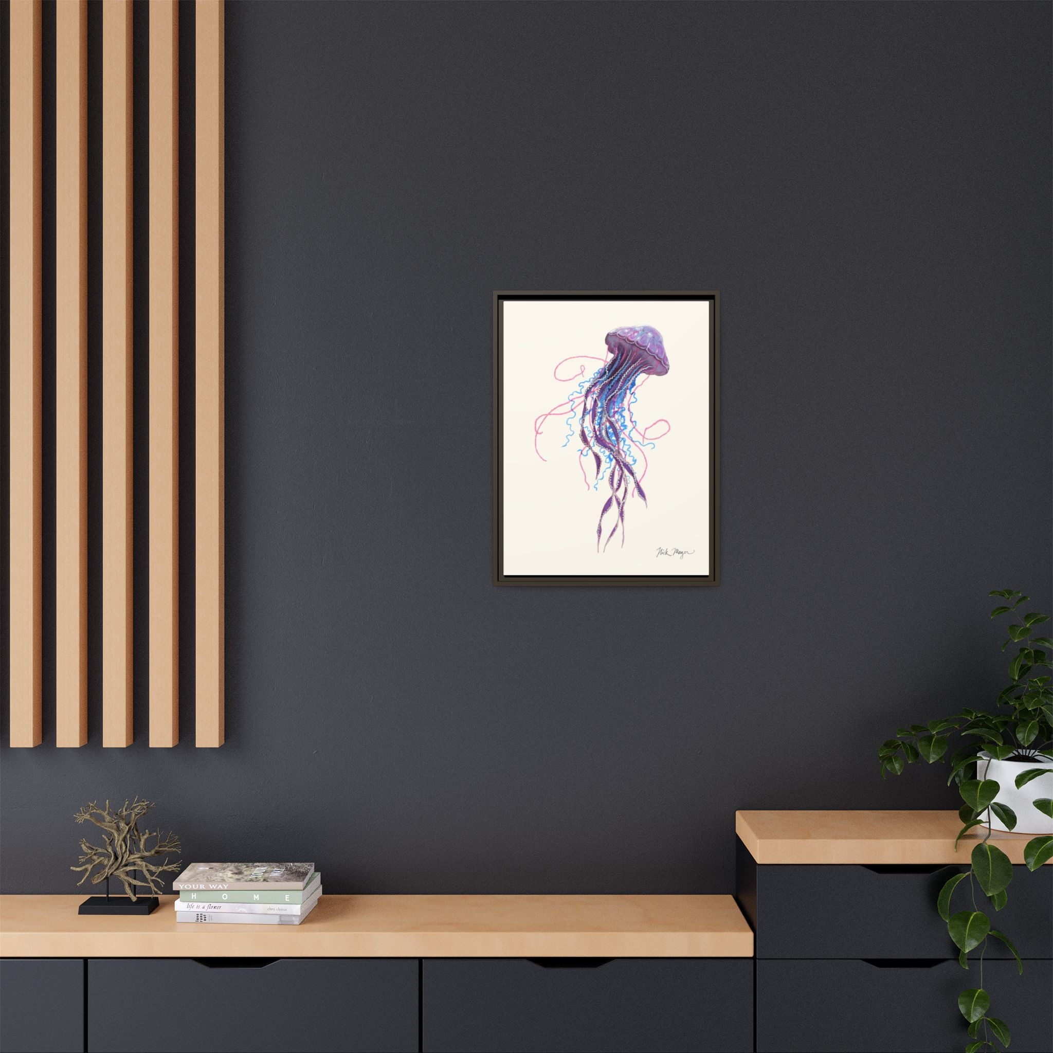 Purple Jellyfish II Framed Canvas Print Printify