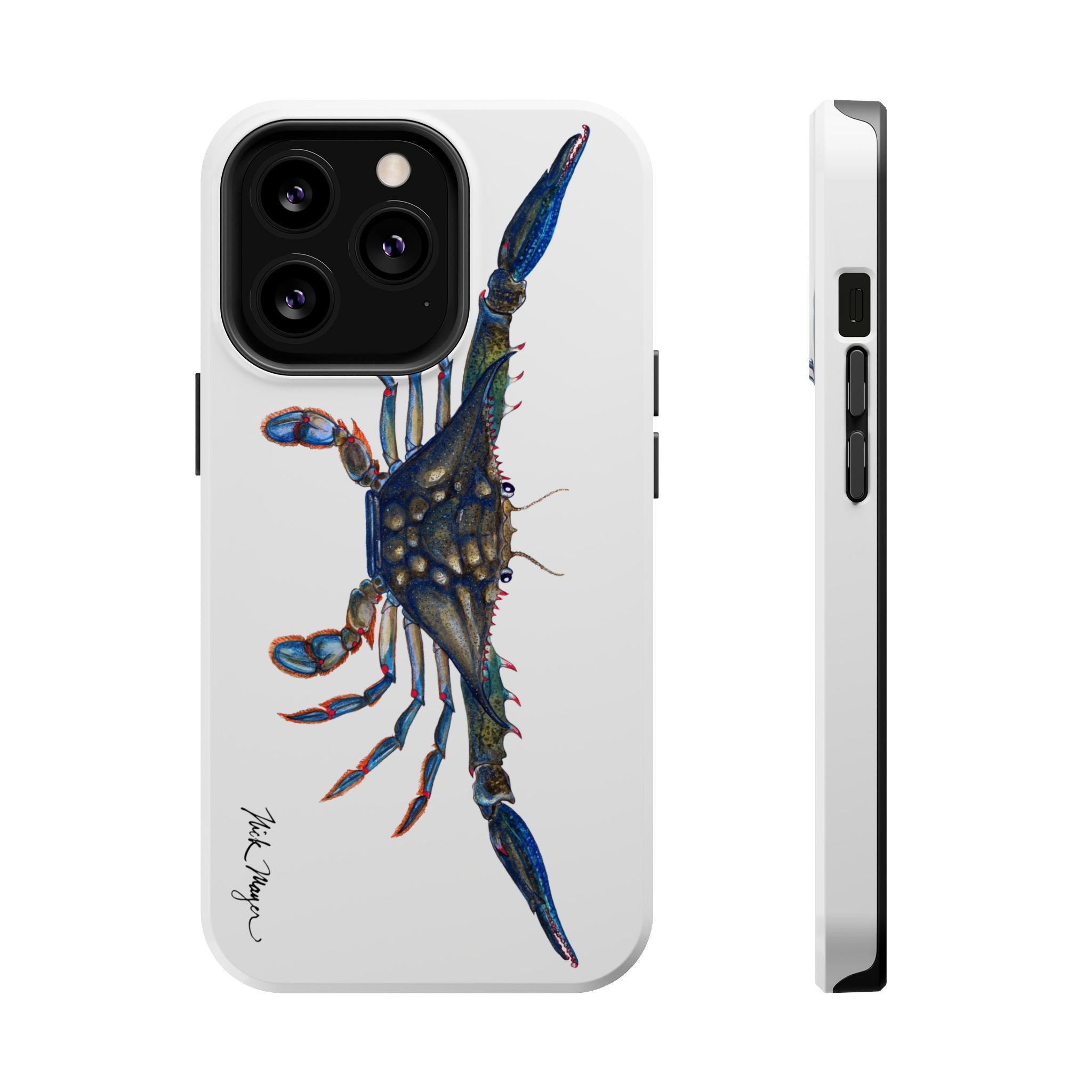 Blue Crab MagSafe White iPhone Case