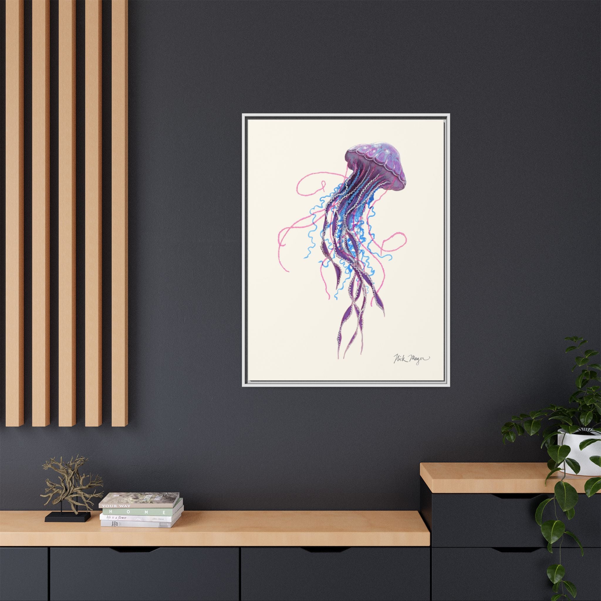 Purple Jellyfish II Framed Canvas Print Printify
