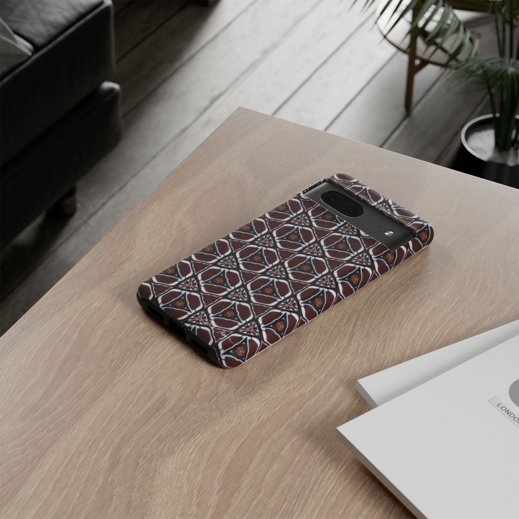 Maroon Butterfly Pattern Phone Case (Samsung)