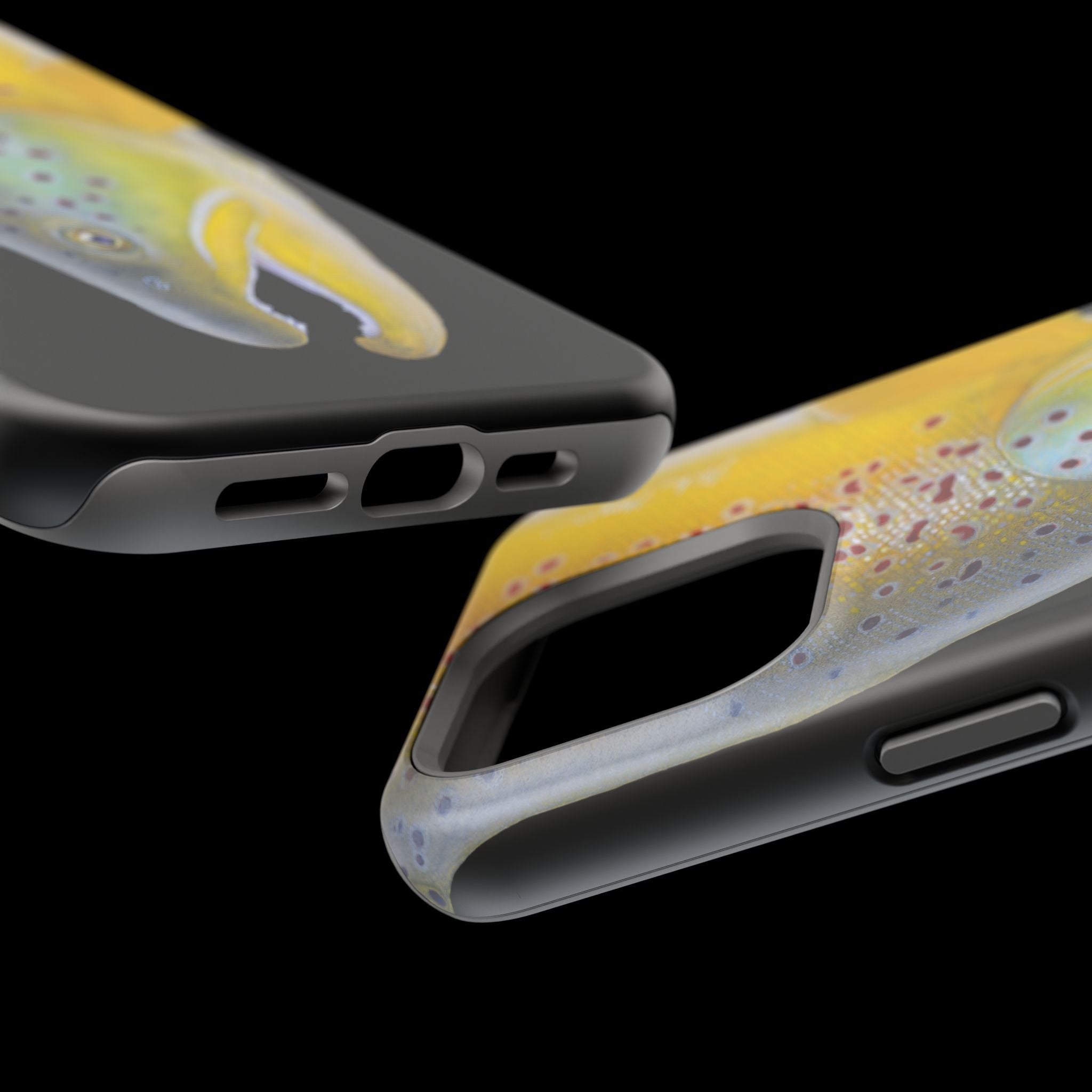 Brown Trout 3 Face Black MagSafe iPhone Case