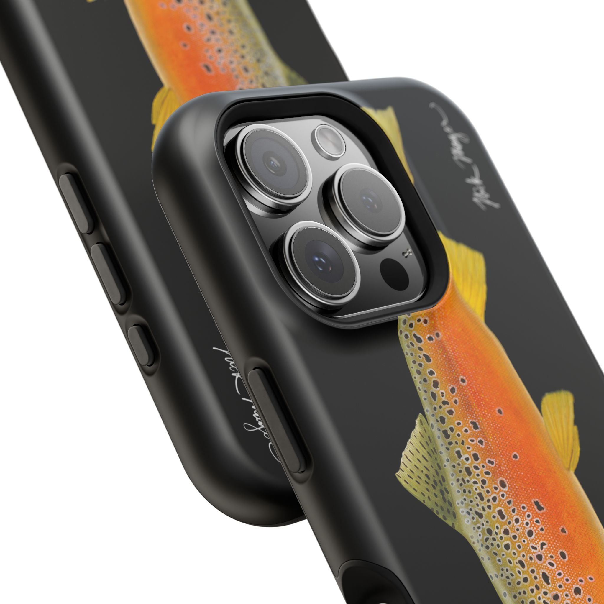 Brown Trout 2 Black MagSafe iPhone Case, NEW for Holiday 2025!