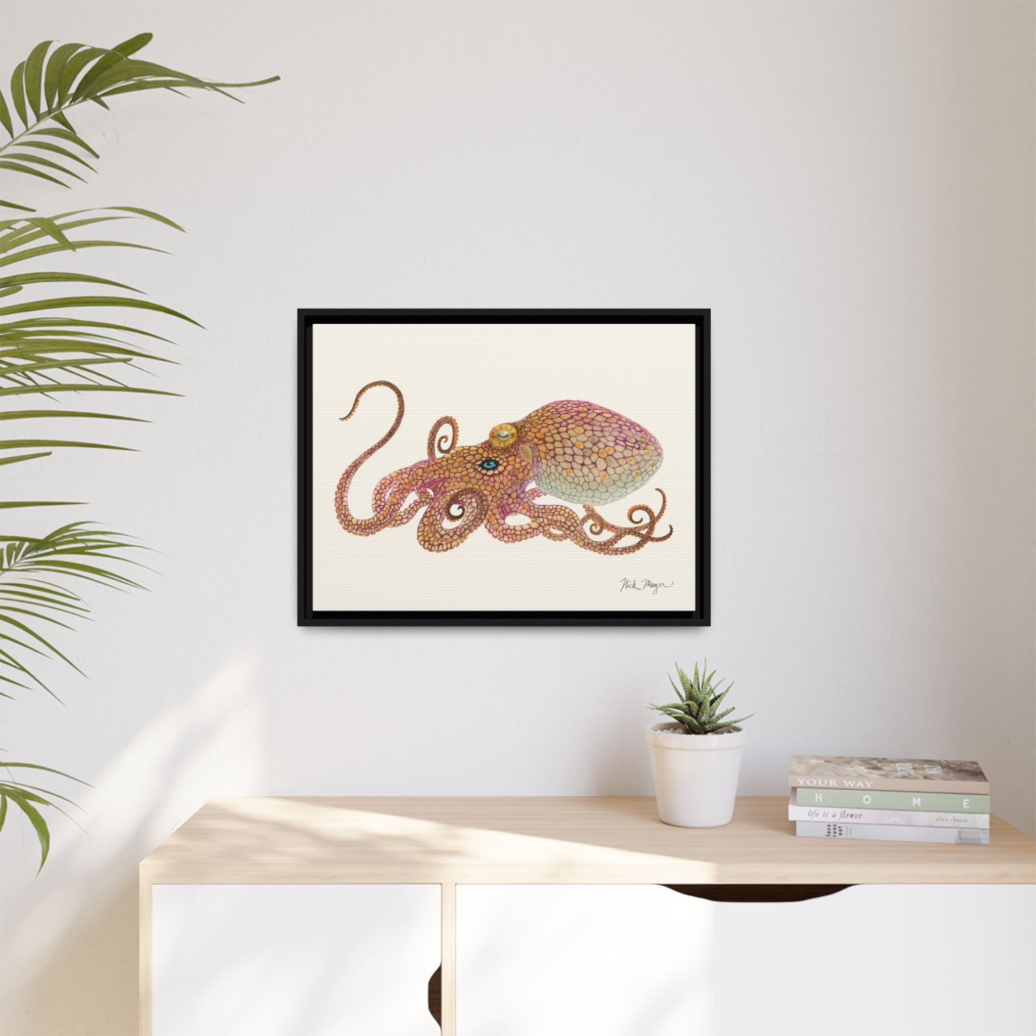 Two Spot Octopus Framed Canvas Print