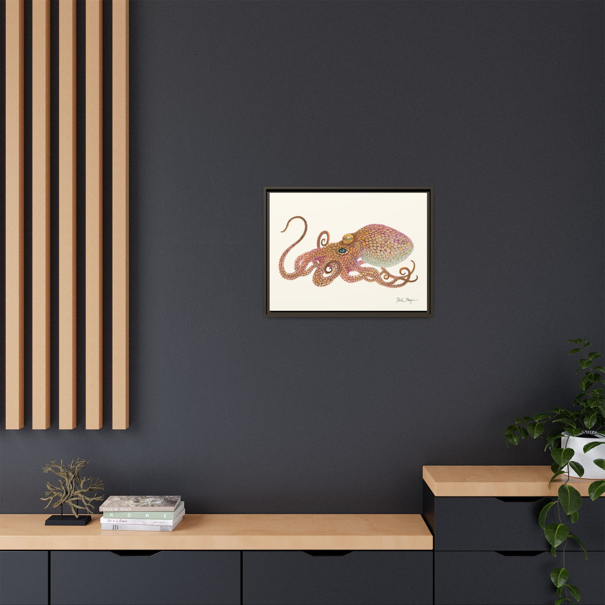 Two Spot Octopus Framed Canvas Print Printify
