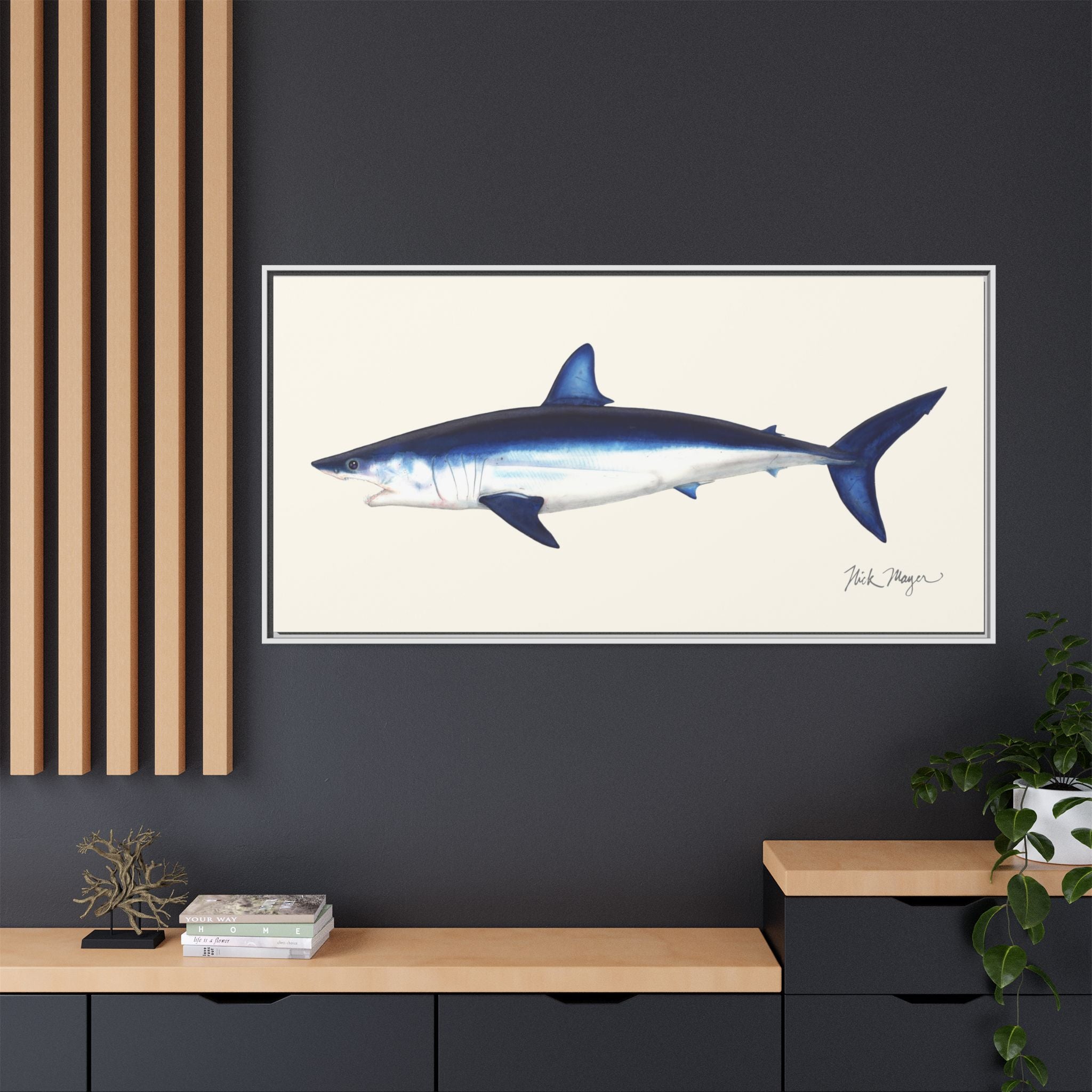Mako Shark Framed Canvas Print Printify