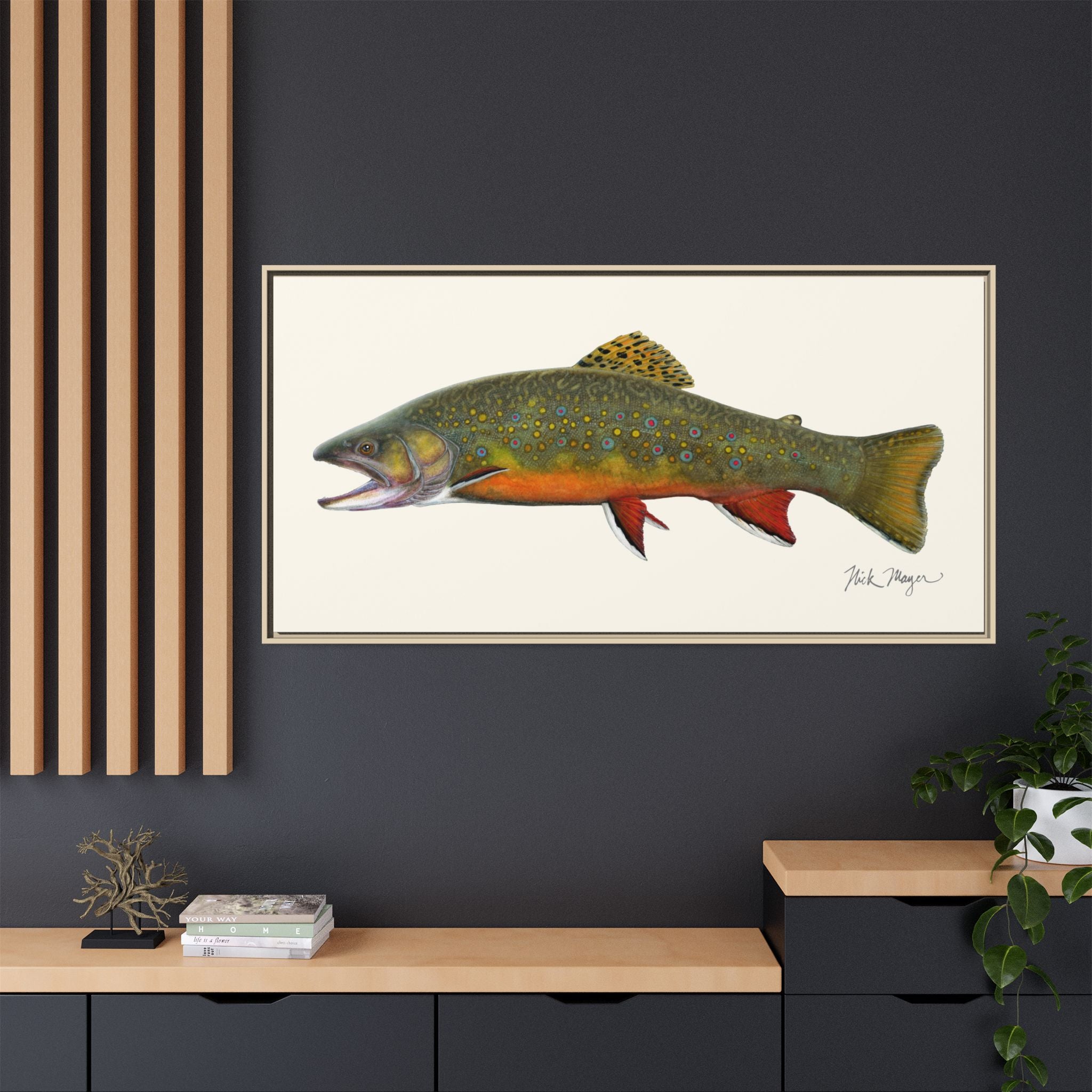 Beaver Pond Brook Trout Framed Canvas Print Printify