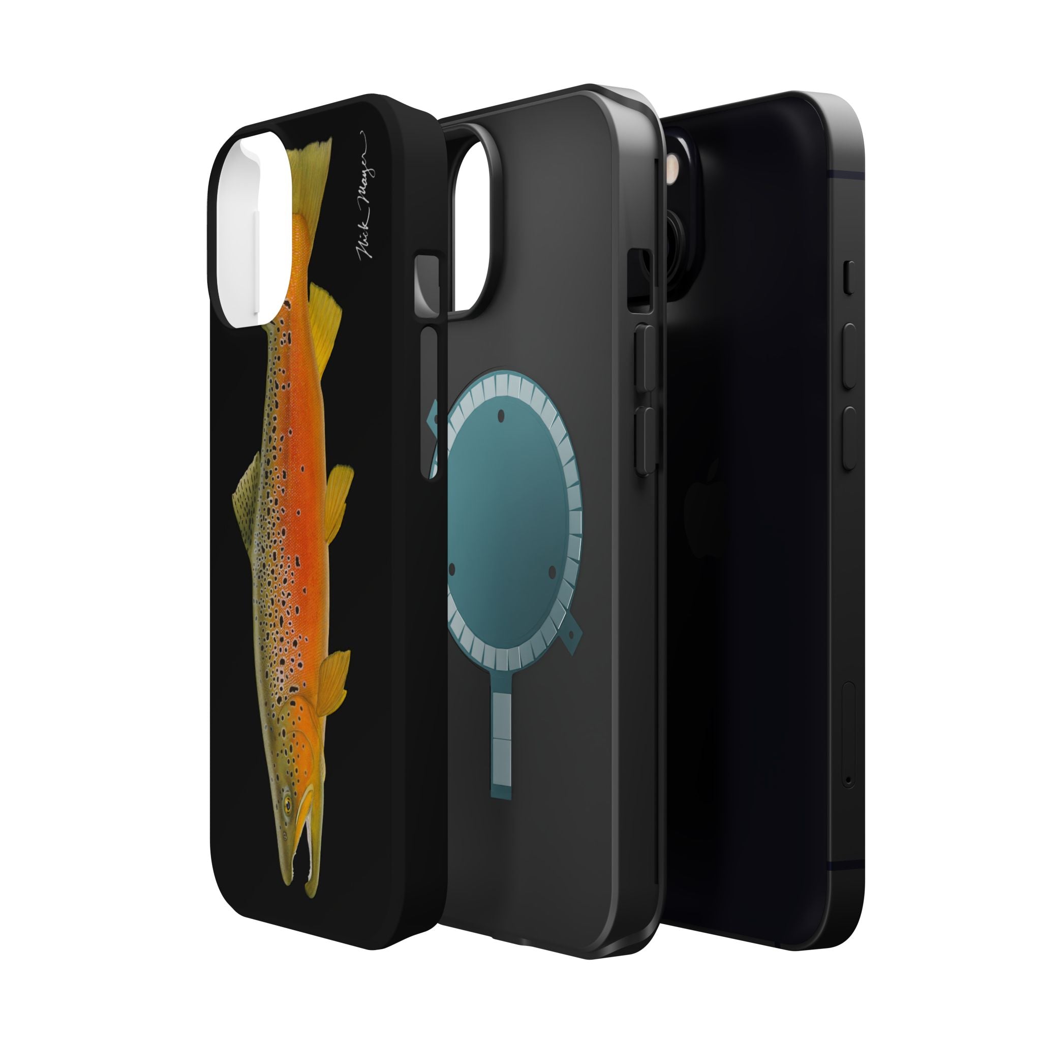 Brown Trout 2 Black MagSafe iPhone Case, NEW for Holiday 2025!