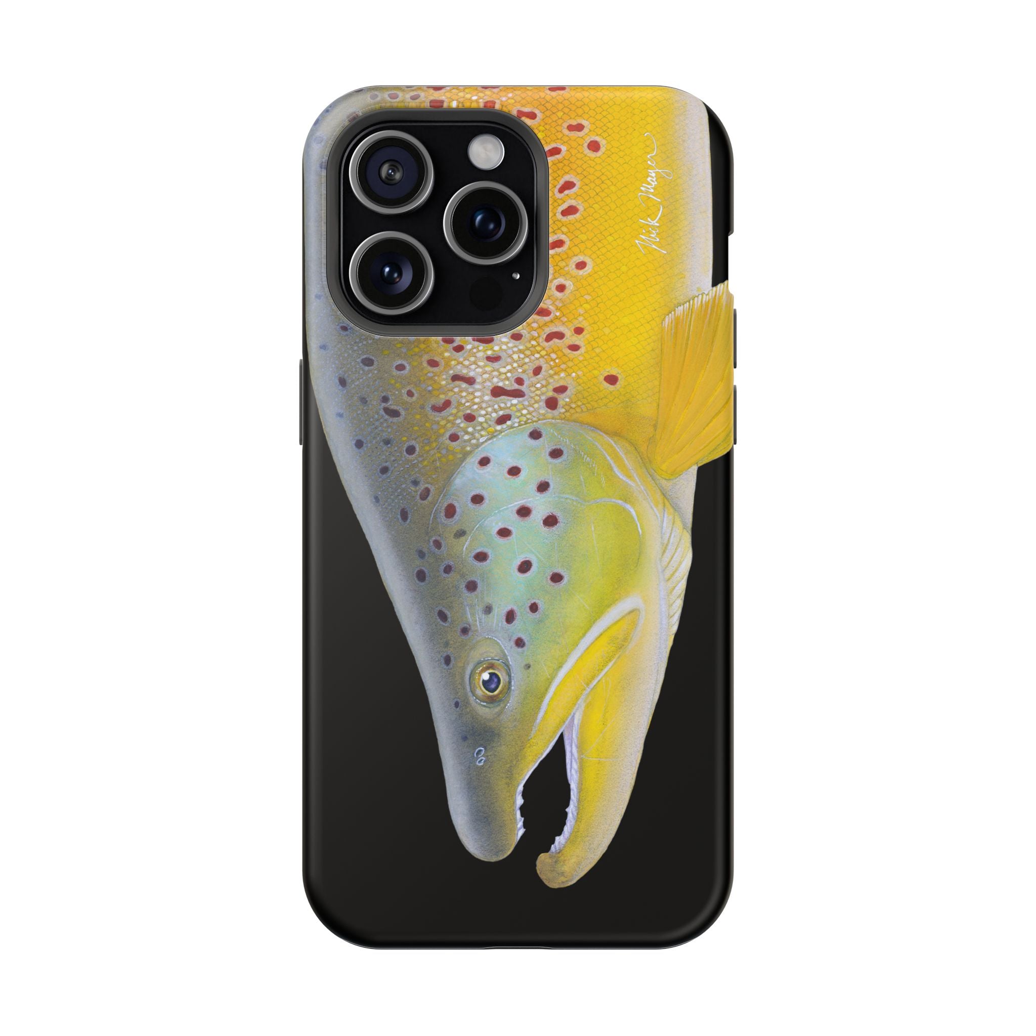 Brown Trout 3 Face Black MagSafe iPhone Case