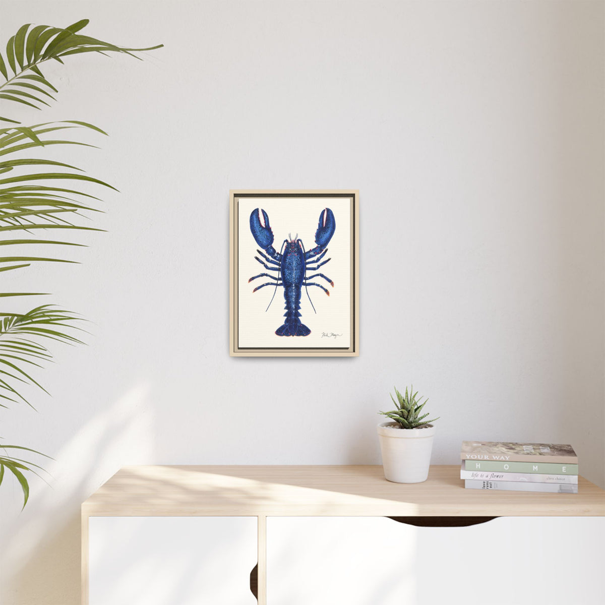 Blue Lobster II Framed Canvas Print Printify