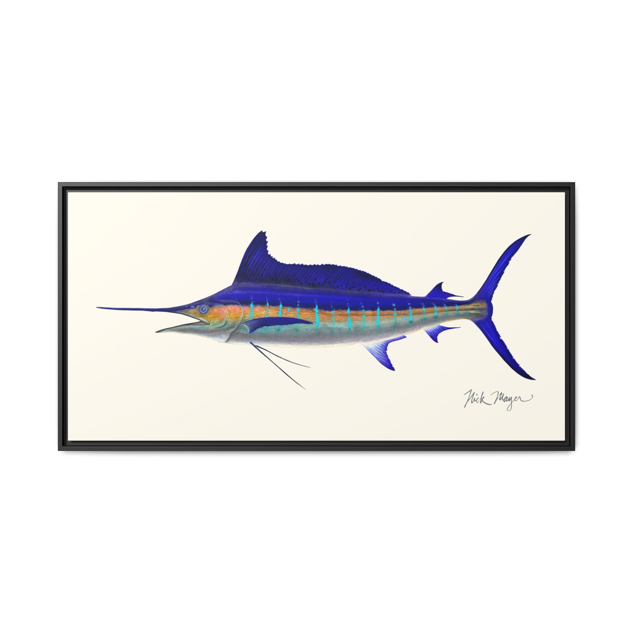 Striped Marlin Framed Canvas Print Printify