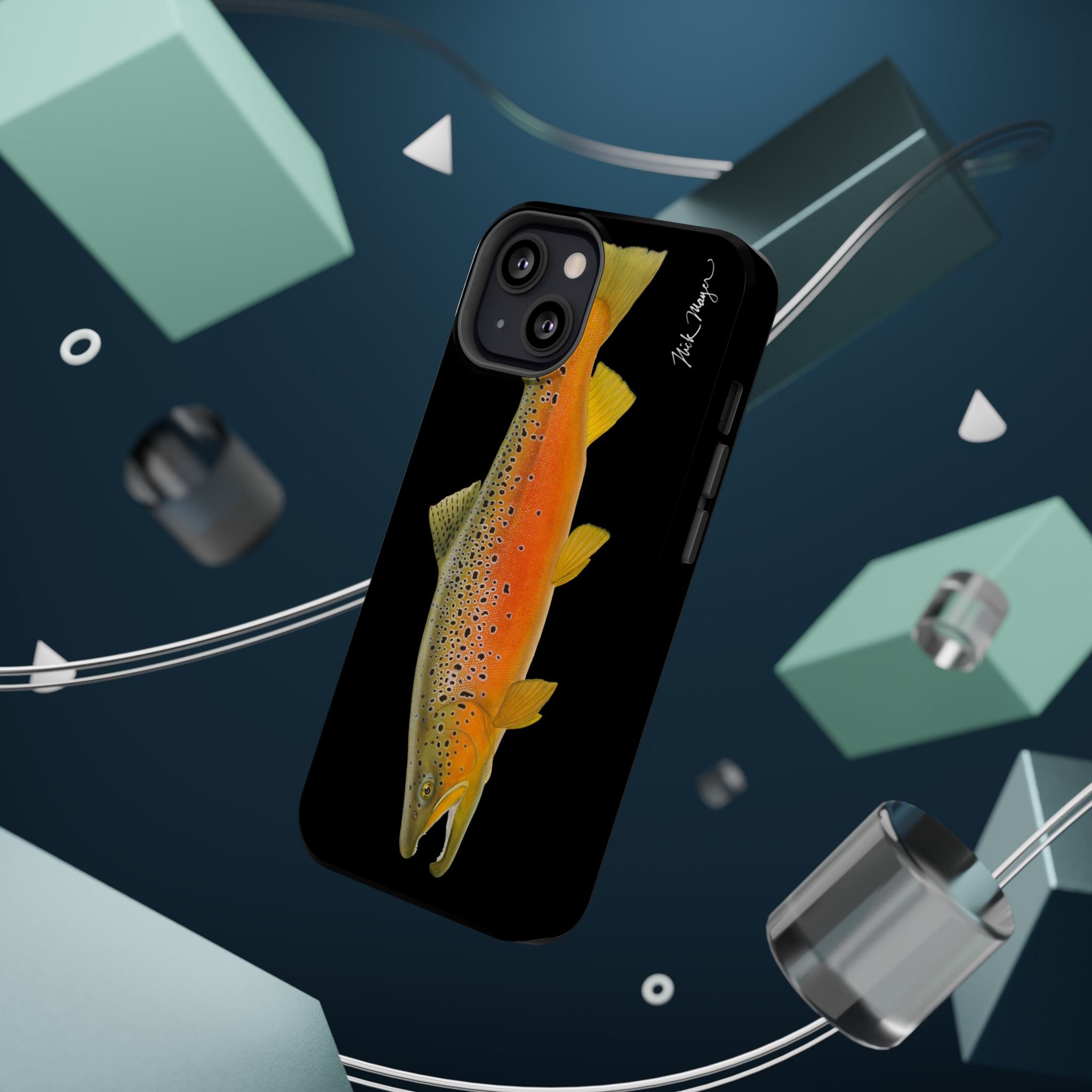 Brown Trout 2 Black MagSafe iPhone Case, NEW for Holiday 2025!