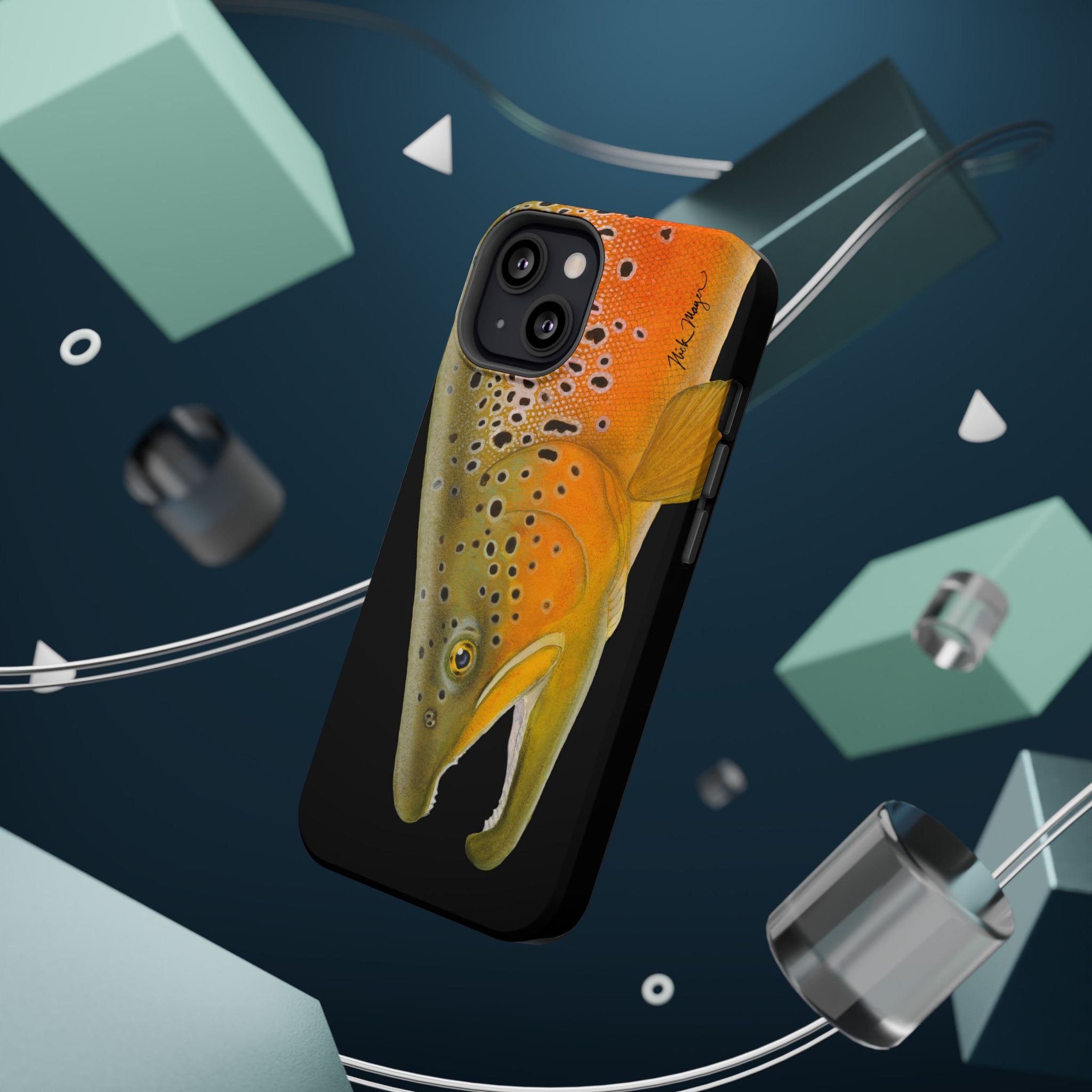 Brown Trout 2 Black MagSafe iPhone Case
