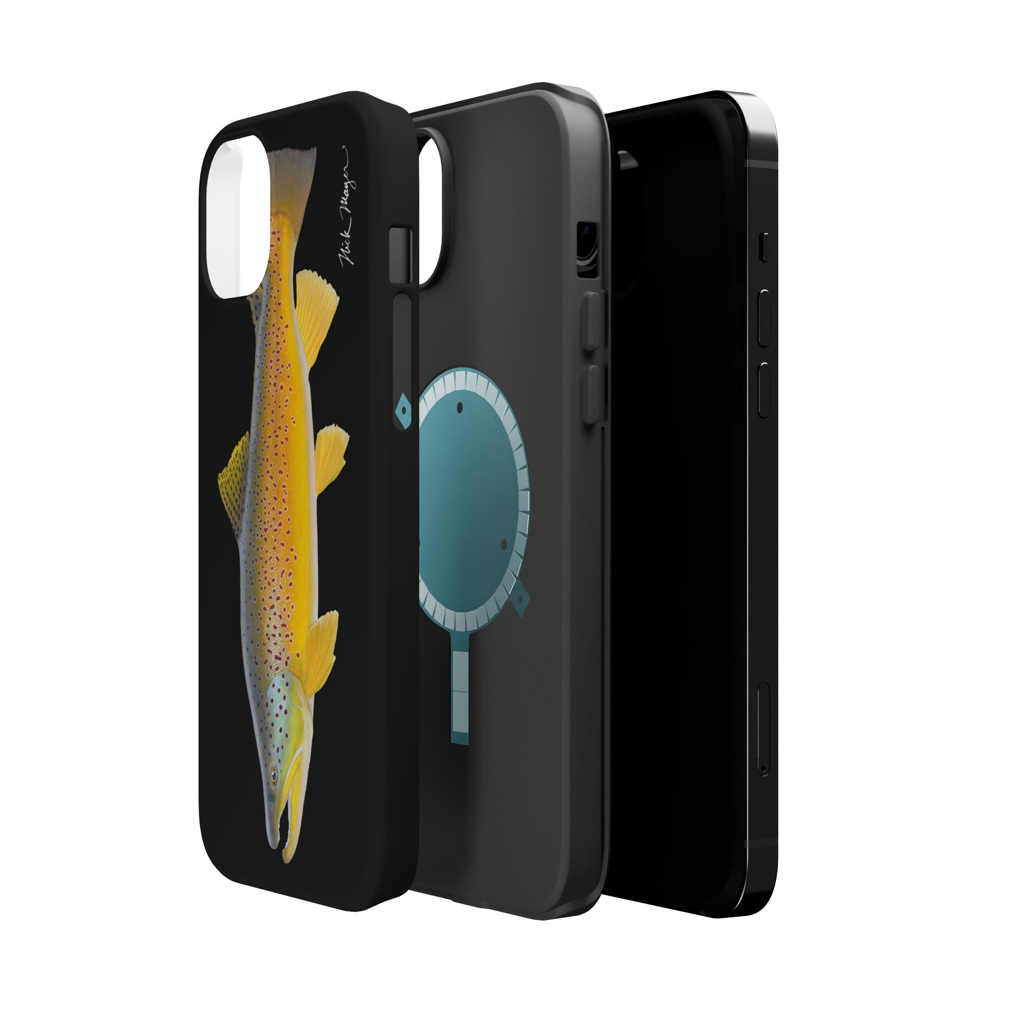 Brown Trout 3 Black MagSafe iPhone Case