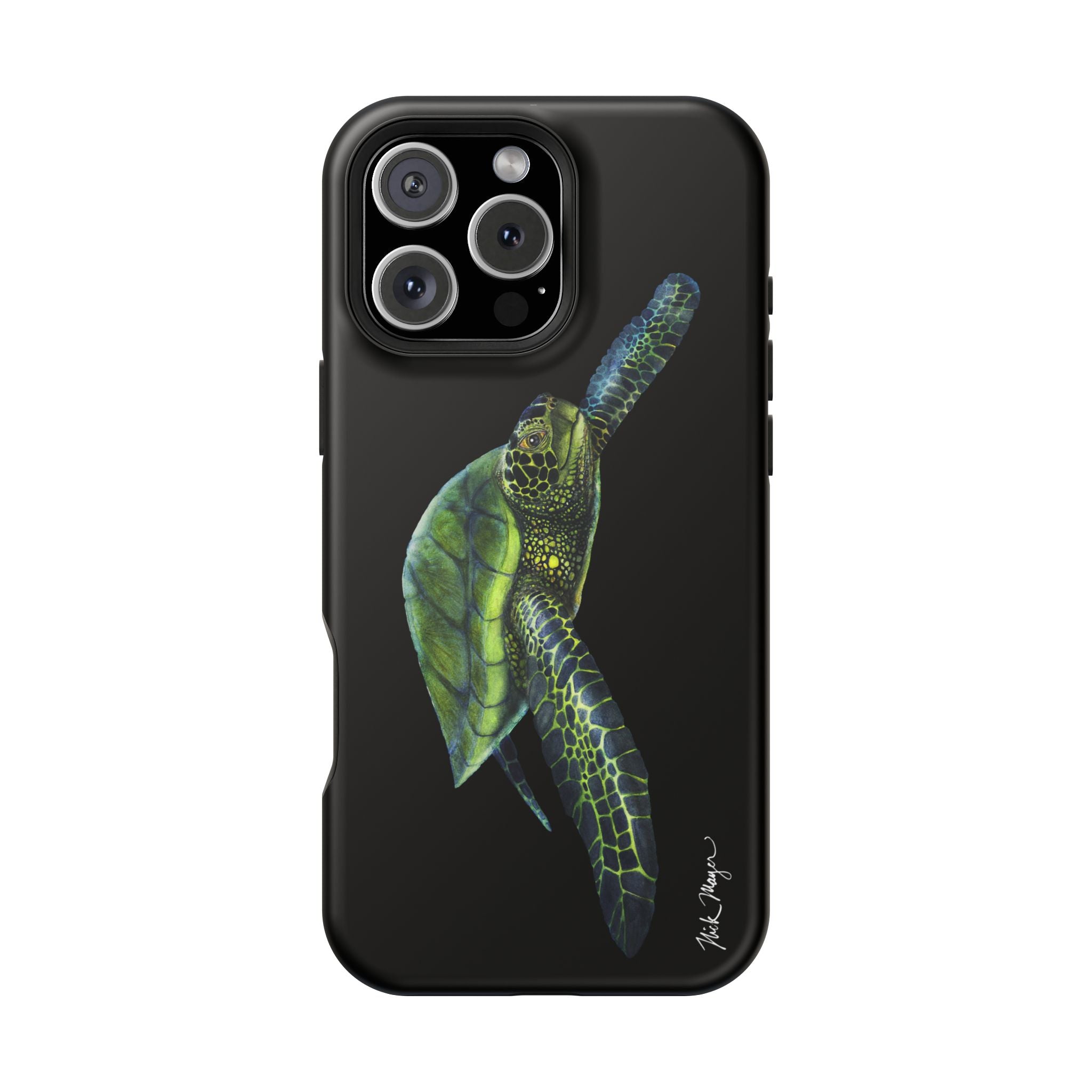 Green Sea Turtle MagSafe Black iPhone Case