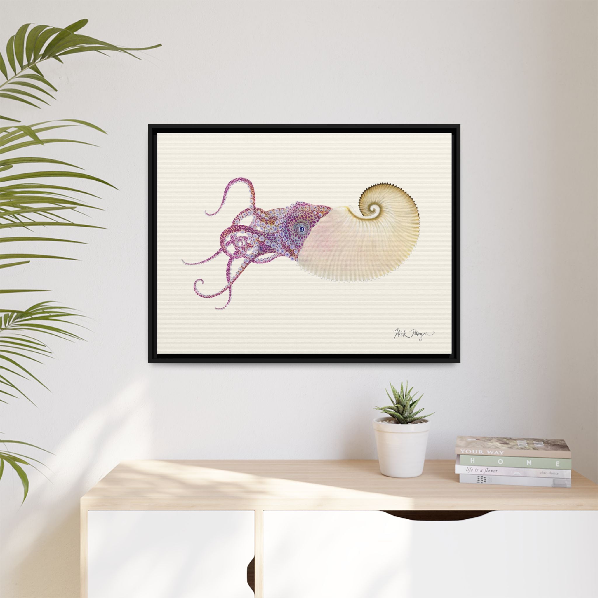 Paper Nautilus Framed Canvas Print Printify