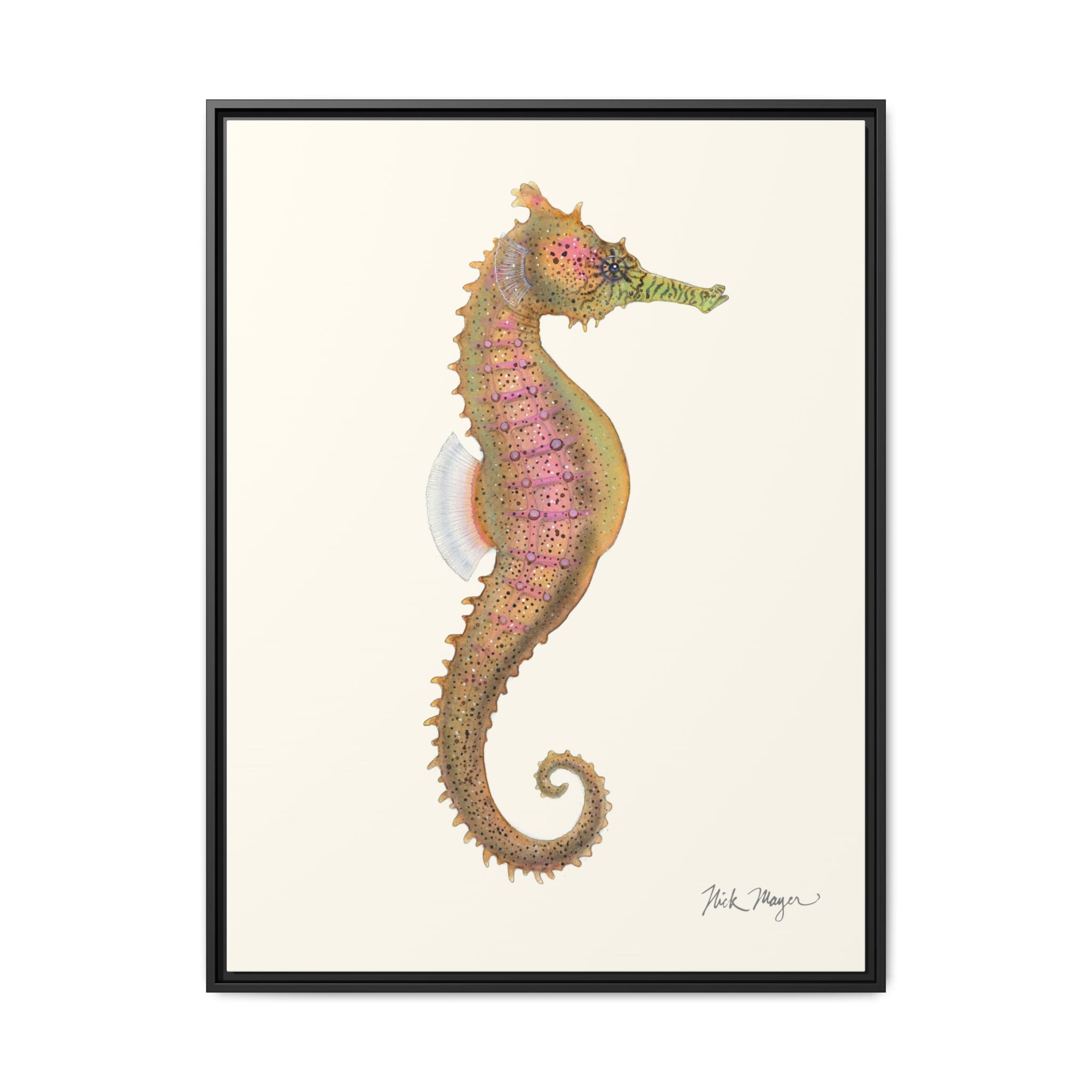 Estuary Seahorse Framed Canvas Print Printify