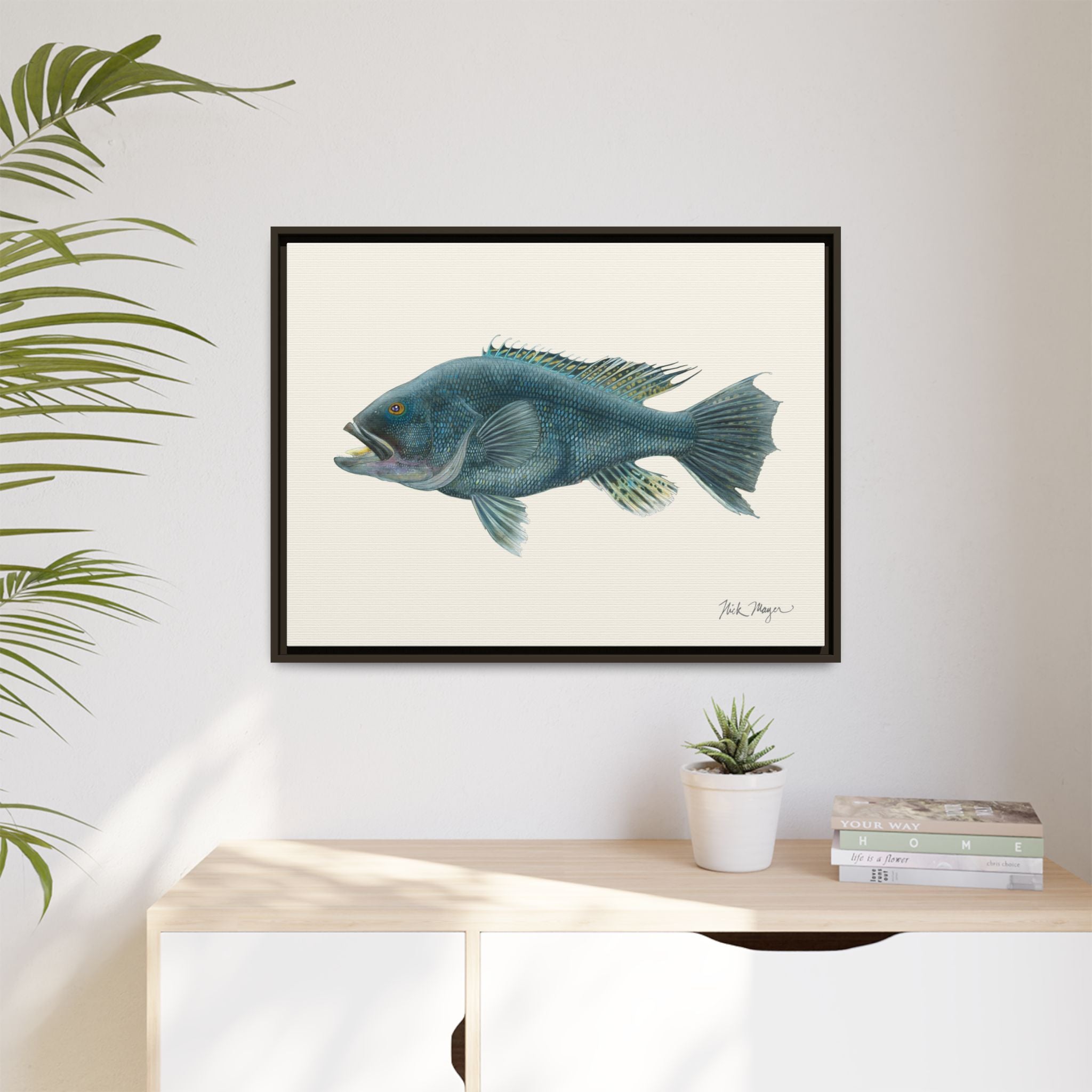 Black Sea Bass Framed Canvas Print Printify