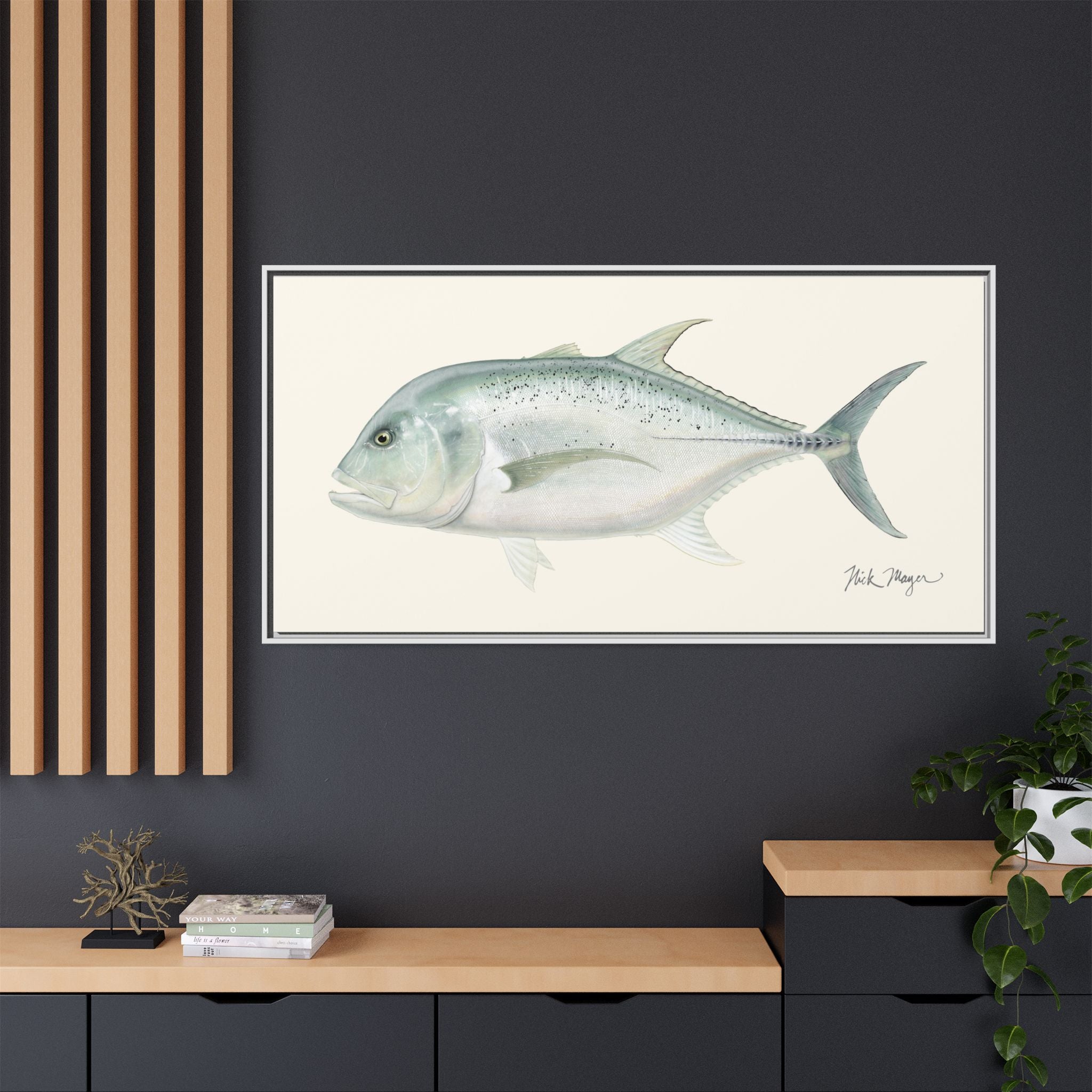 Boss Giant Trevally Framed Canvas Print Printify