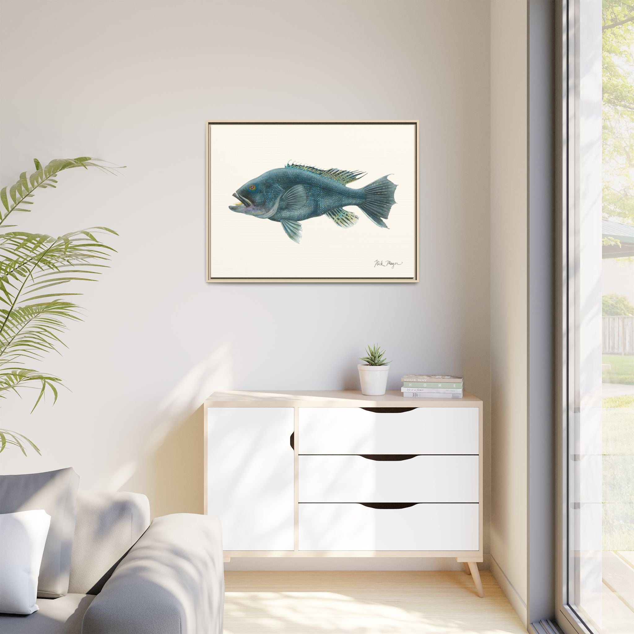 Black Sea Bass Framed Canvas Print Printify