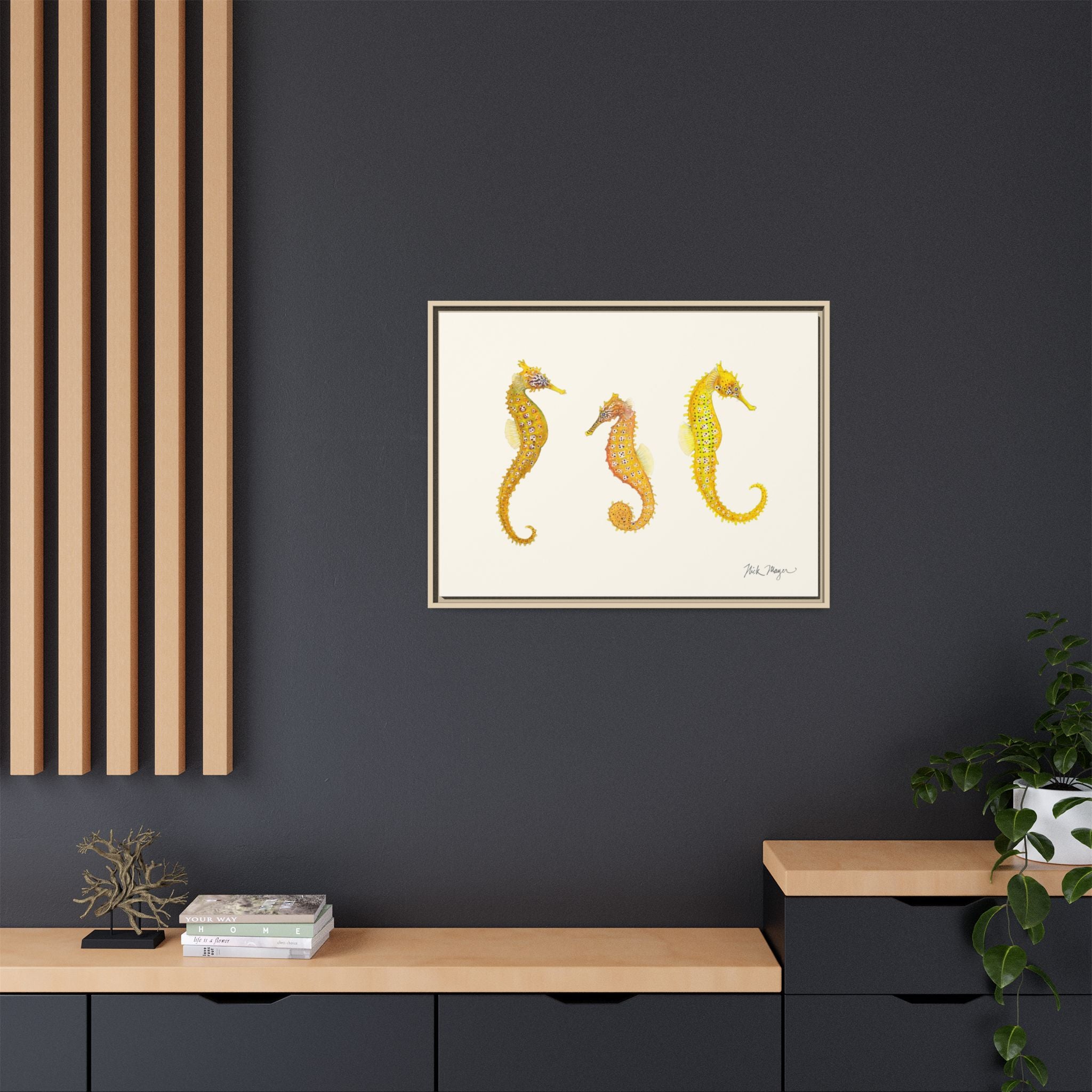 Giant Seahorse Trio Framed Canvas Print Printify