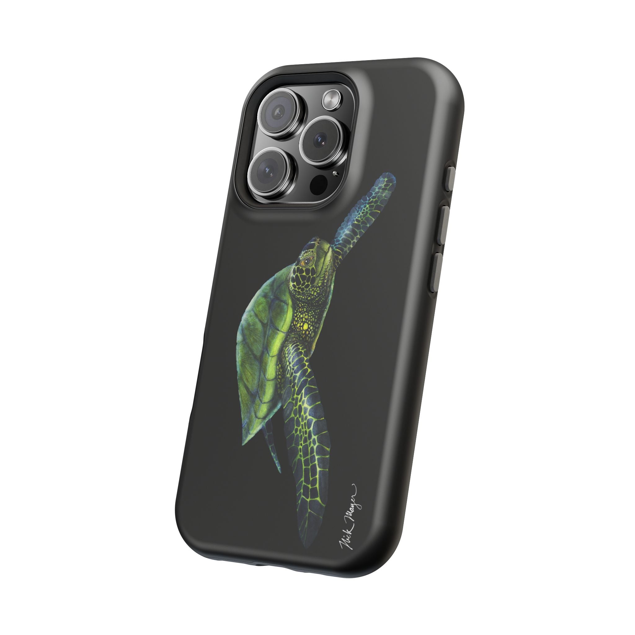 Green Sea Turtle MagSafe Black iPhone Case