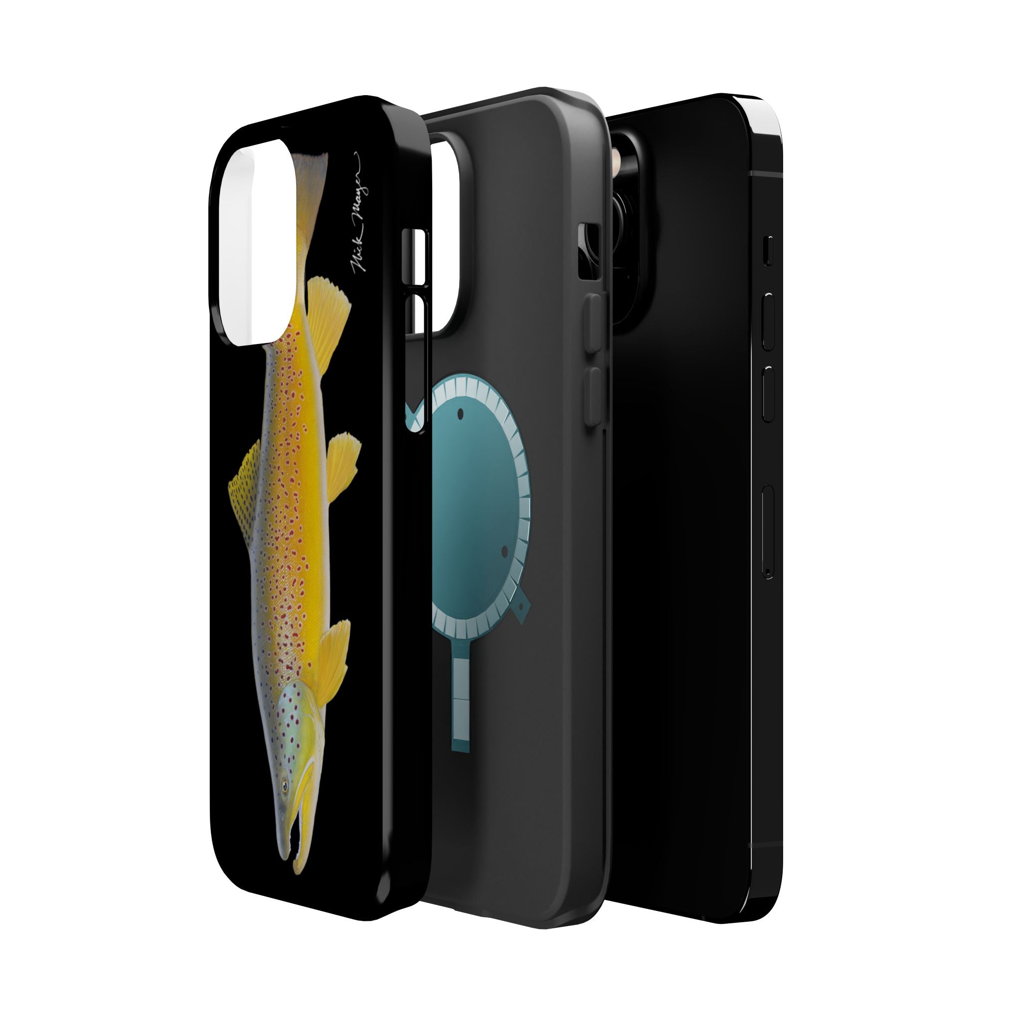 Brown Trout 3 Black MagSafe iPhone Case