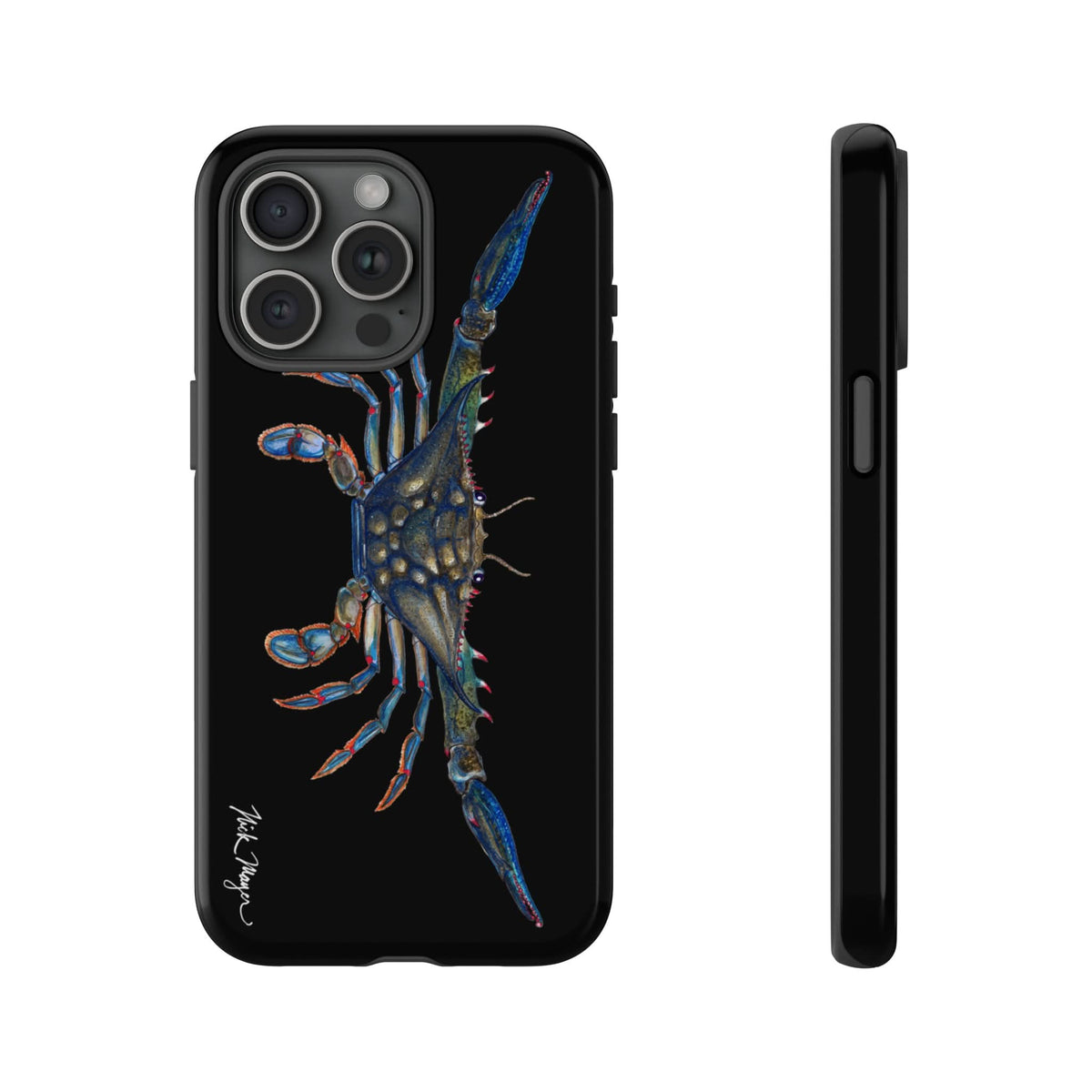 Blue Crab Black iPhone 15 Case