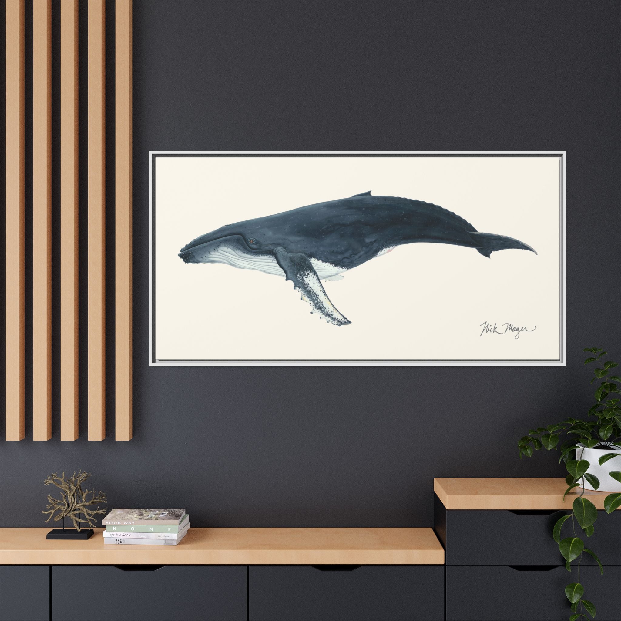 Humpback Whale Framed Canvas Print Printify
